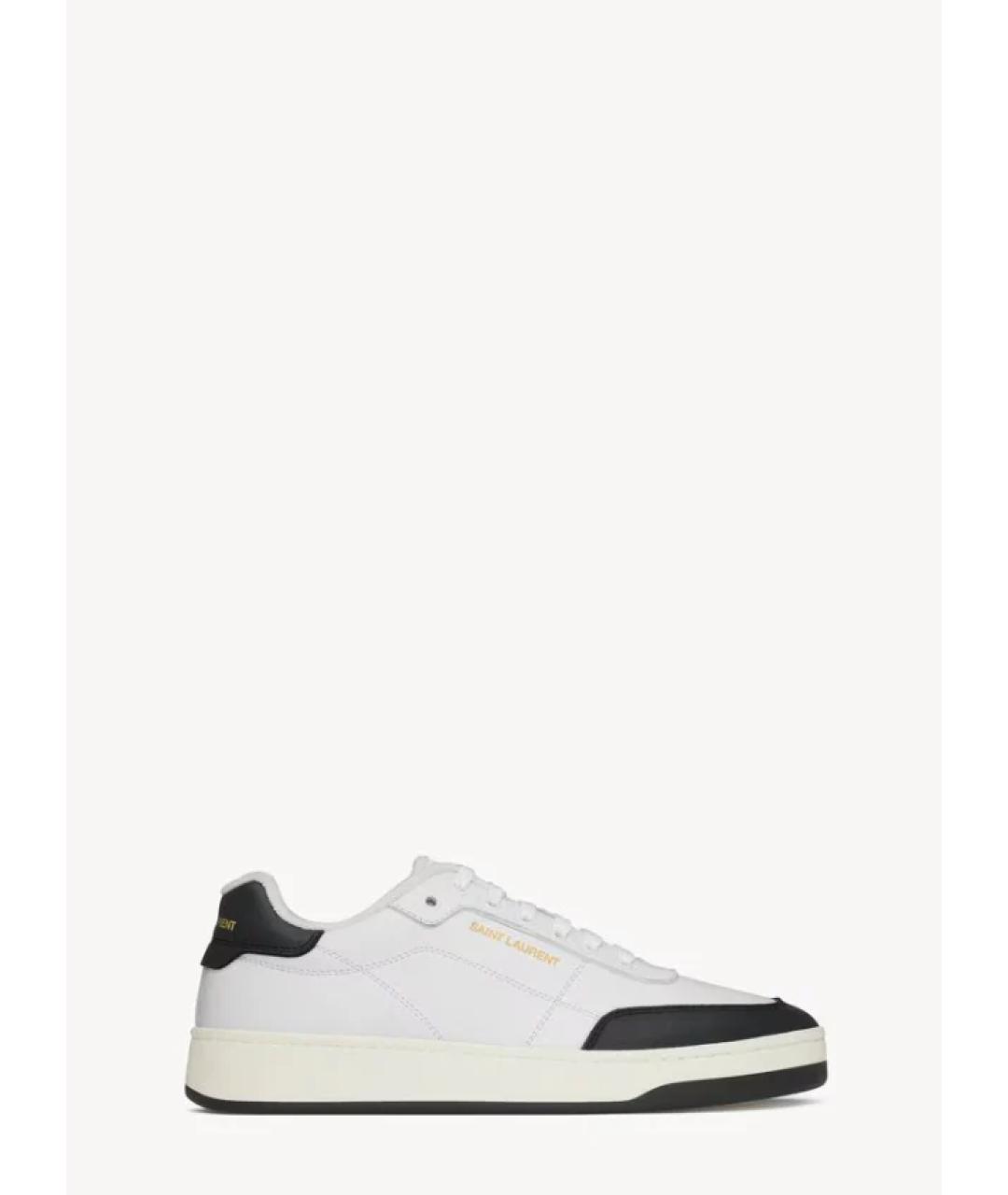 SAINT LAURENT Белые кожаные низкие кроссовки / кеды, фото 5