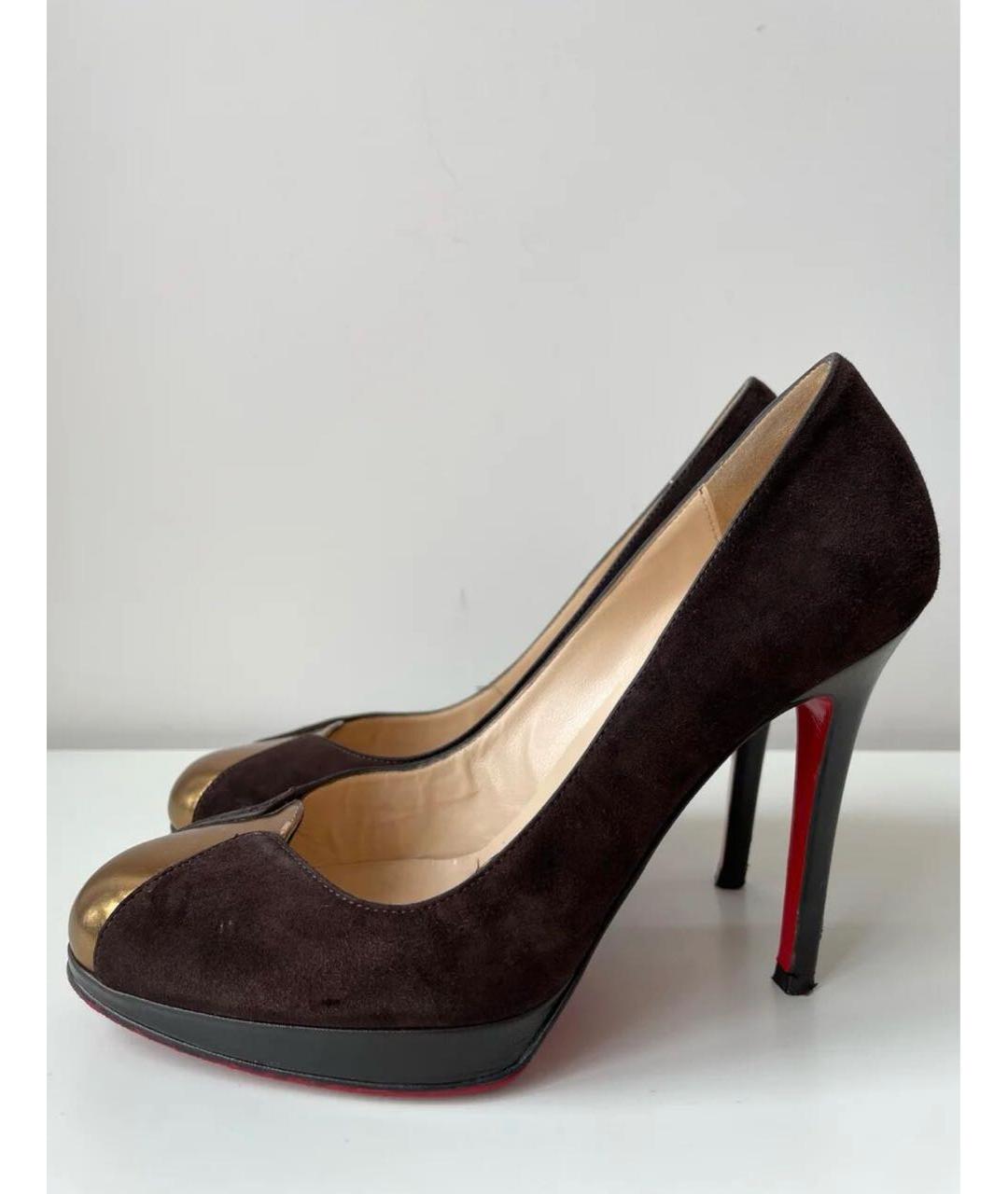 CHRISTIAN LOUBOUTIN Коричневые замшевые туфли, фото 6