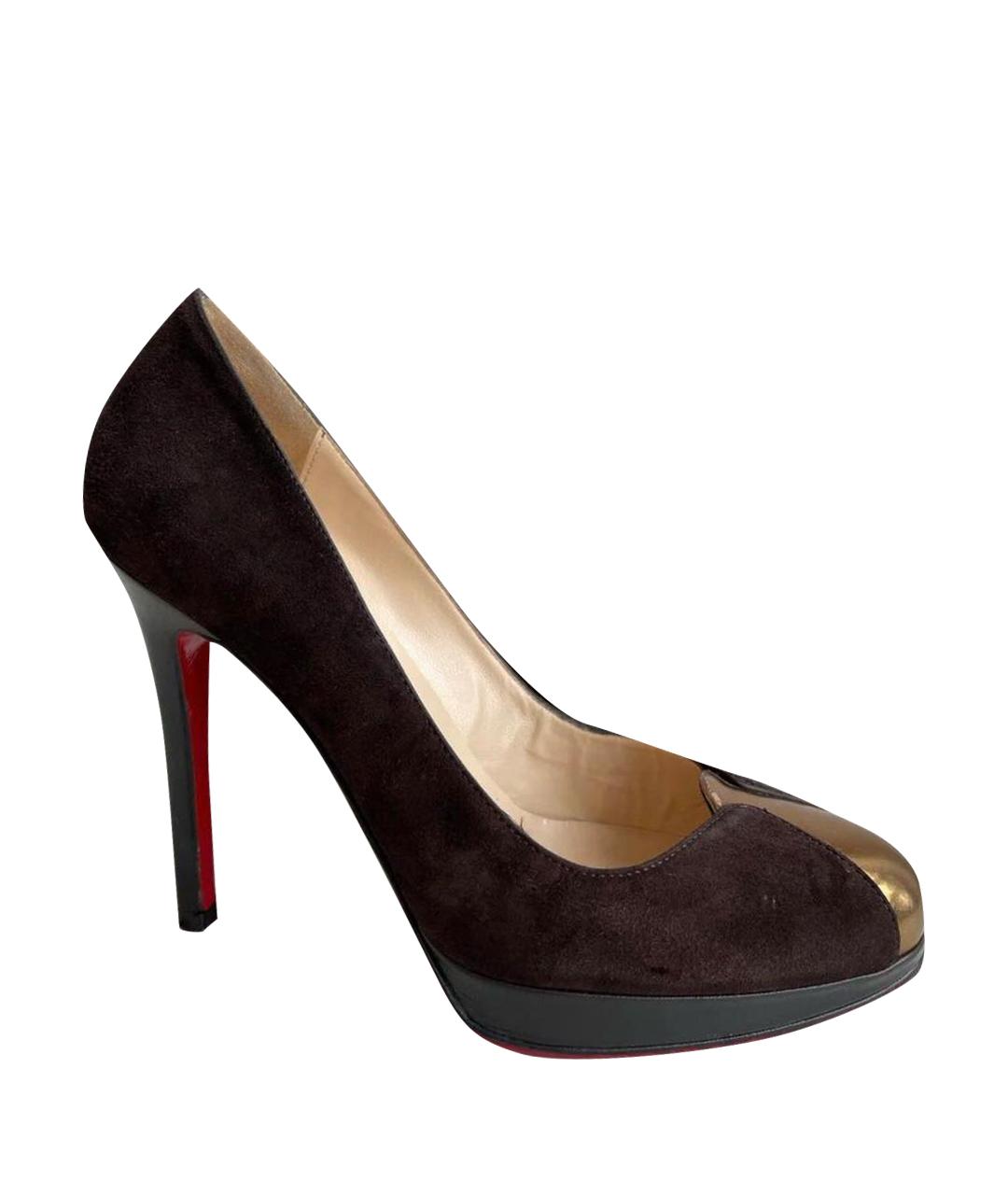 CHRISTIAN LOUBOUTIN Коричневые замшевые туфли, фото 1
