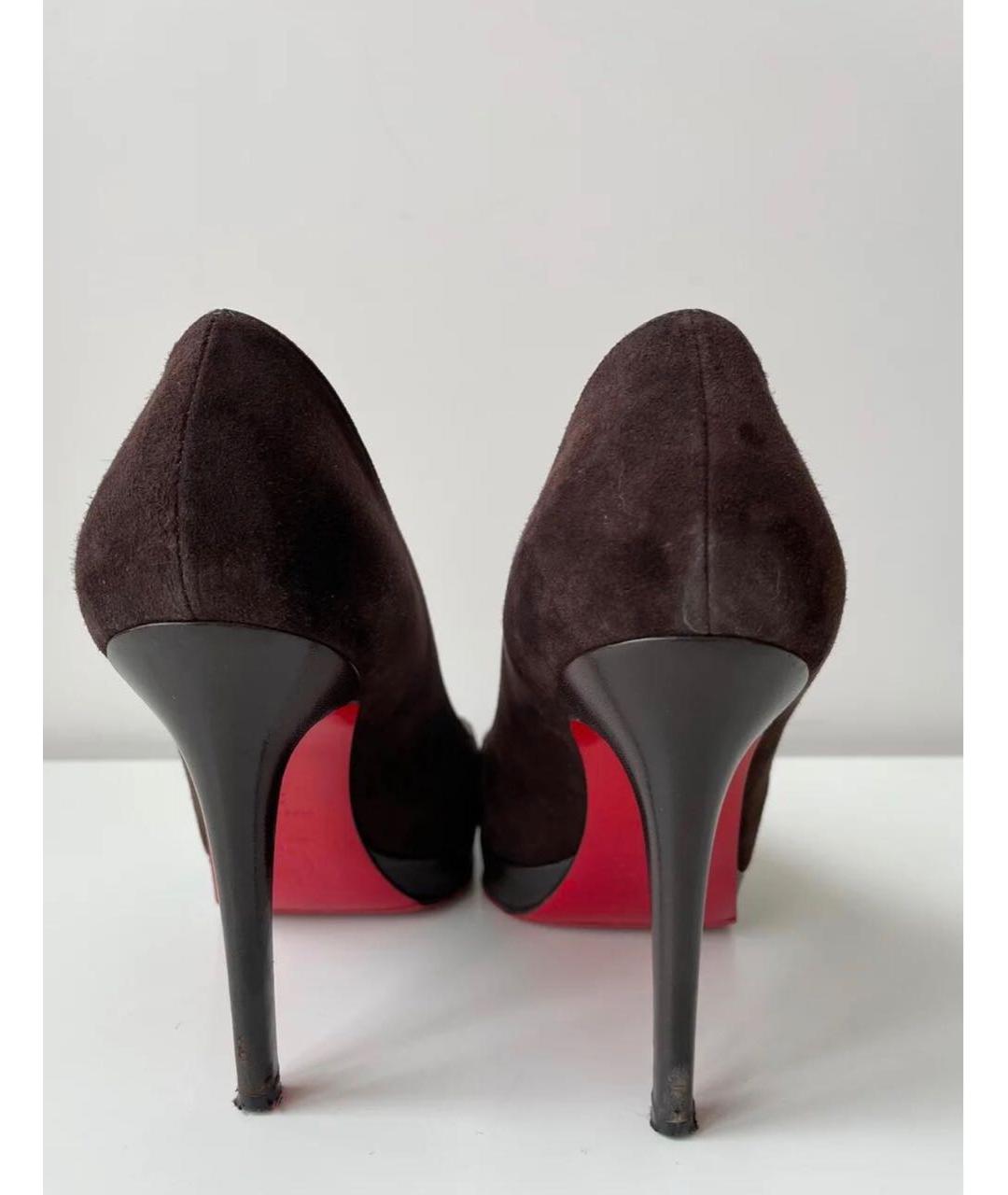 CHRISTIAN LOUBOUTIN Коричневые замшевые туфли, фото 2