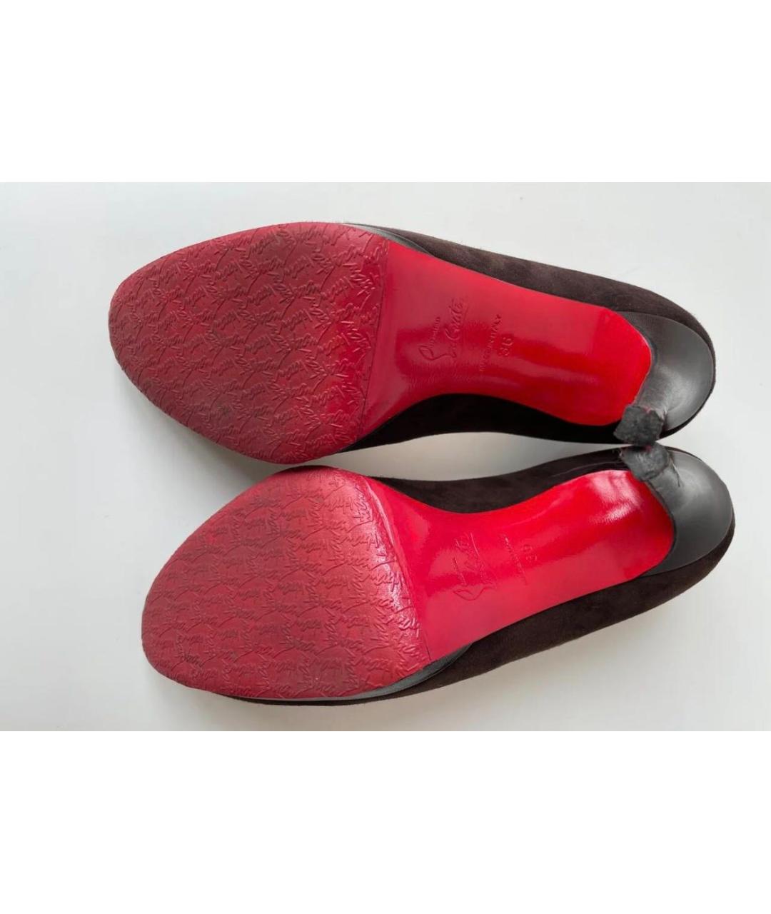 CHRISTIAN LOUBOUTIN Коричневые замшевые туфли, фото 5