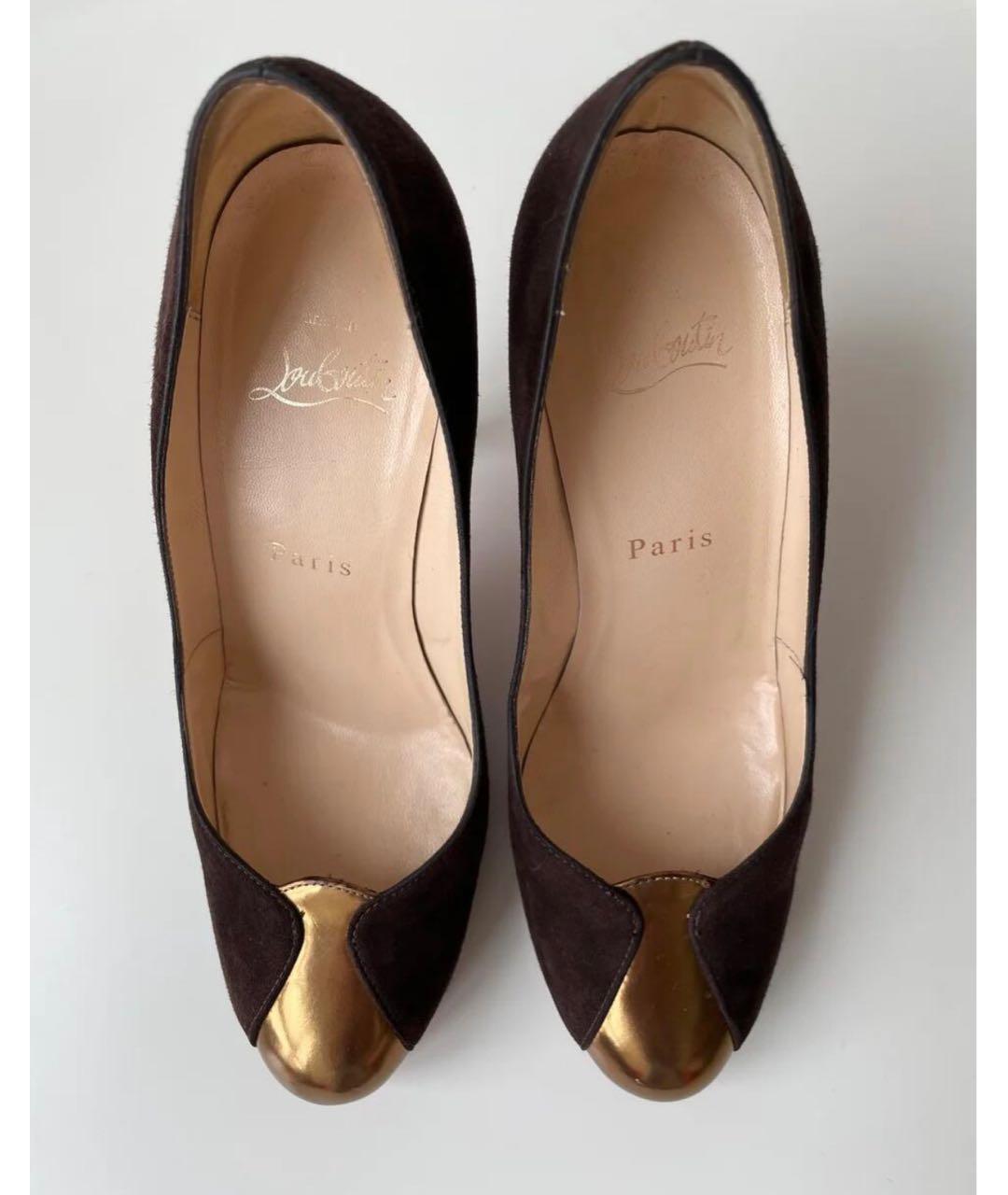 CHRISTIAN LOUBOUTIN Коричневые замшевые туфли, фото 3