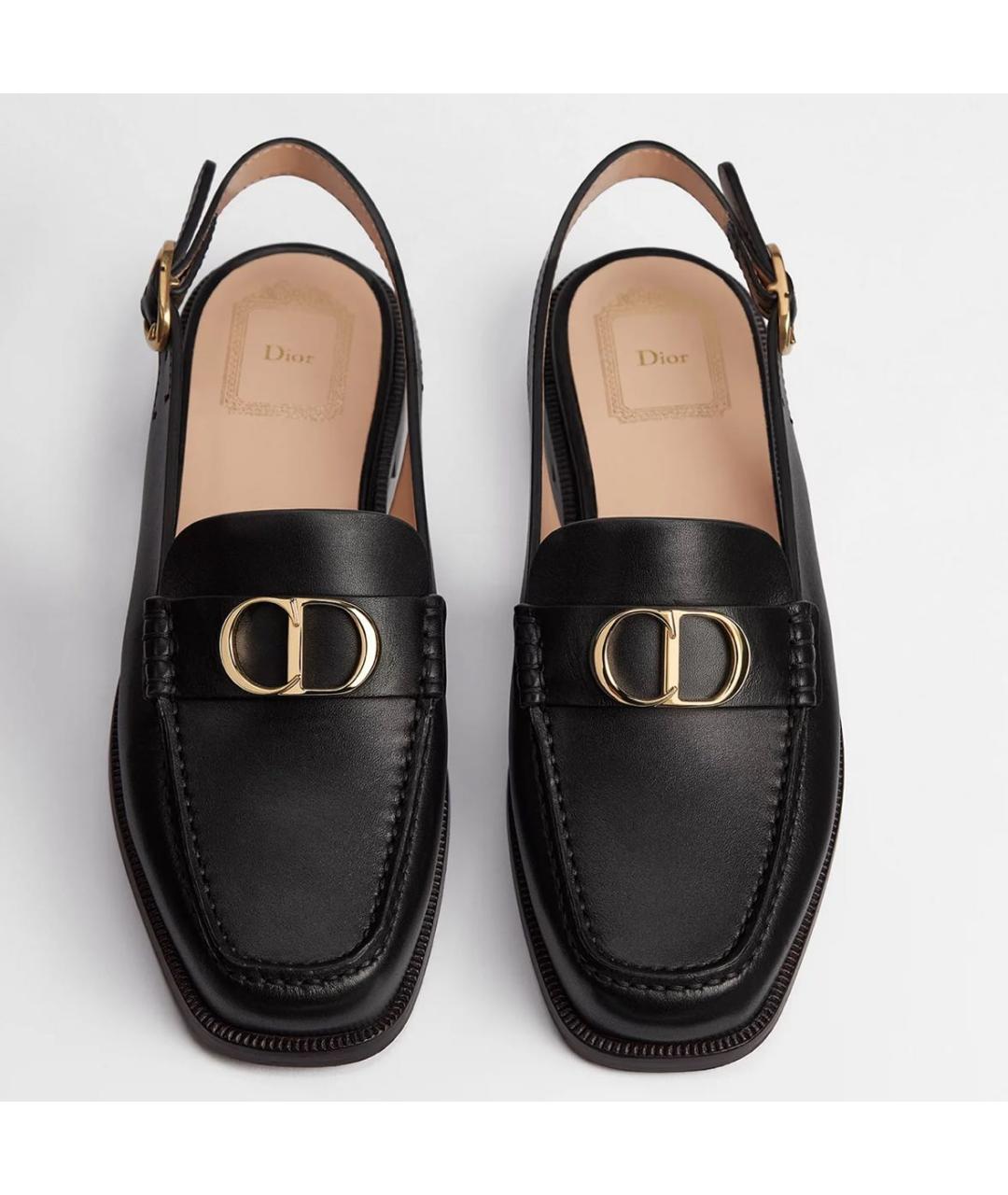 CHRISTIAN DIOR Черные кожаные мокасины, фото 4