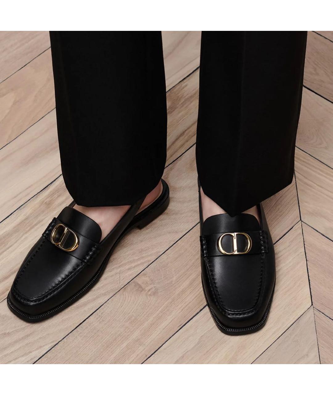 CHRISTIAN DIOR Черные кожаные мокасины, фото 2