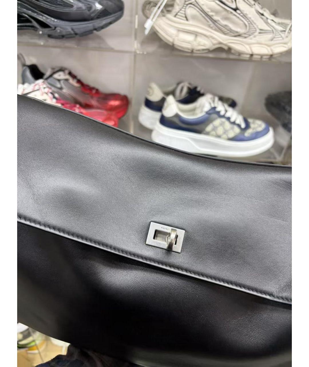 BALENCIAGA Черная кожаная сумка через плечо, фото 5