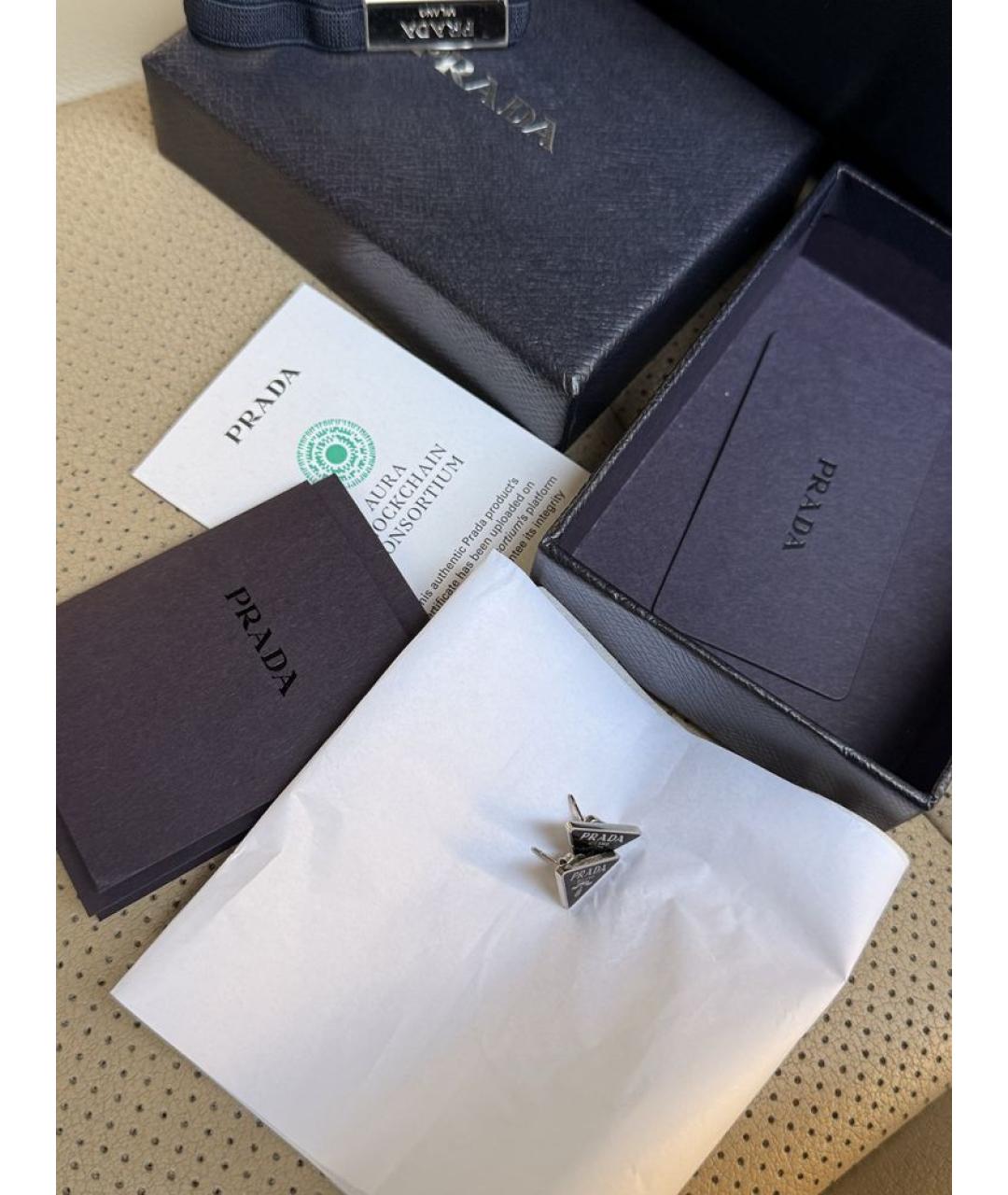 PRADA Черные серебряные серьги, фото 7