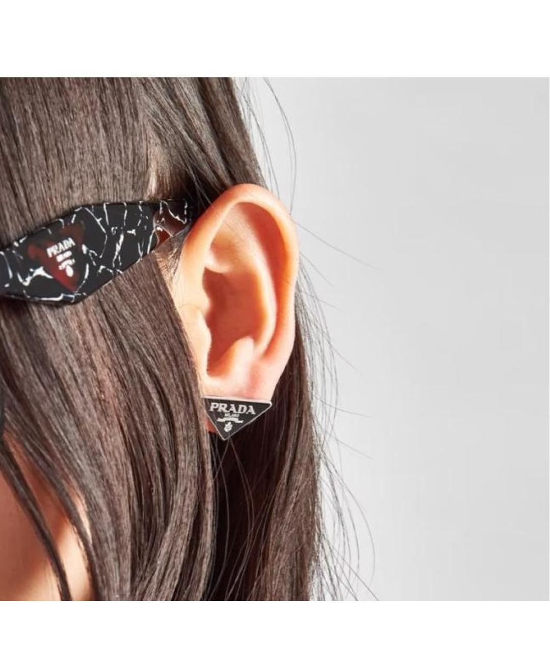 PRADA Черные серебряные серьги, фото 5