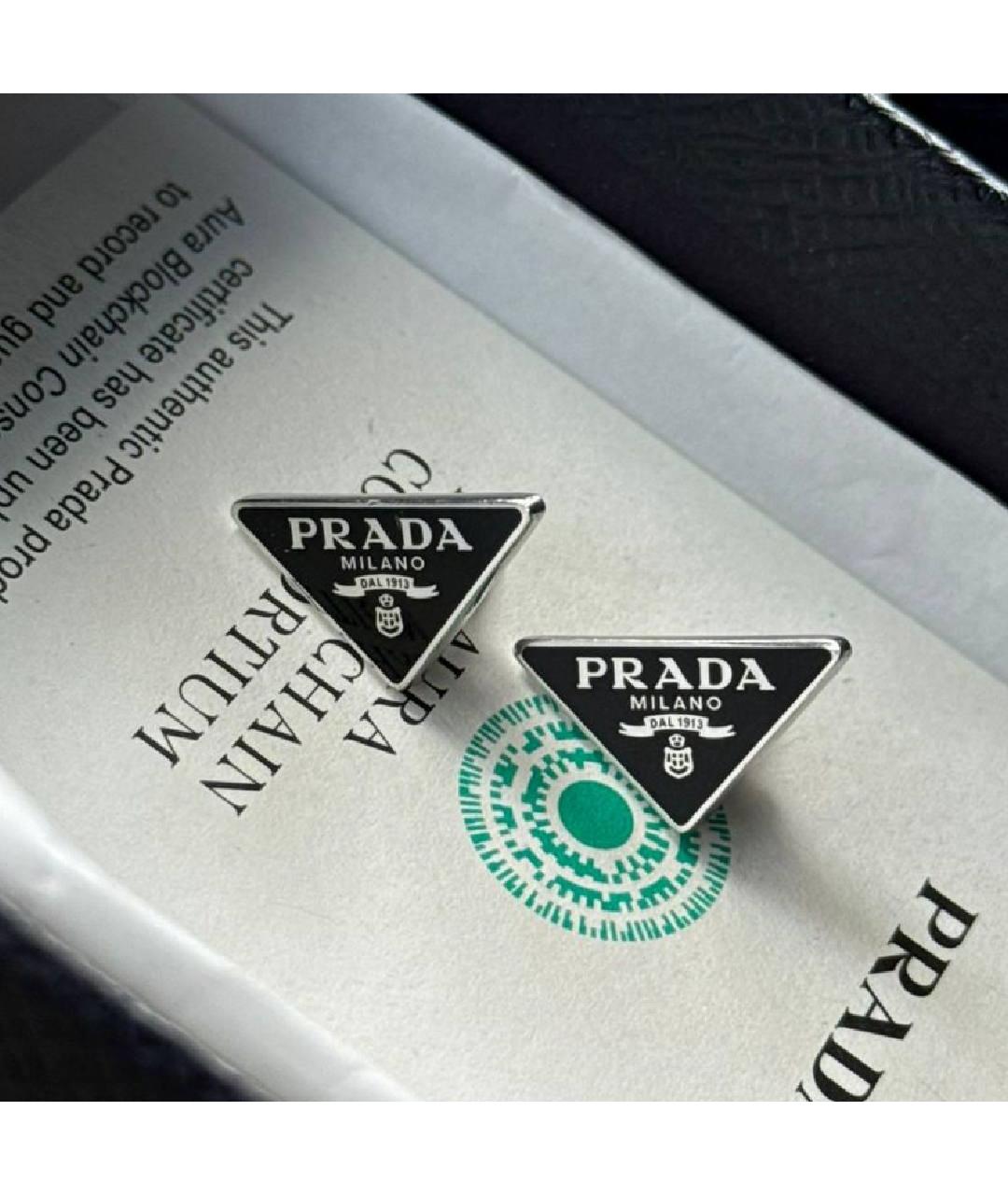 PRADA Черные серебряные серьги, фото 2