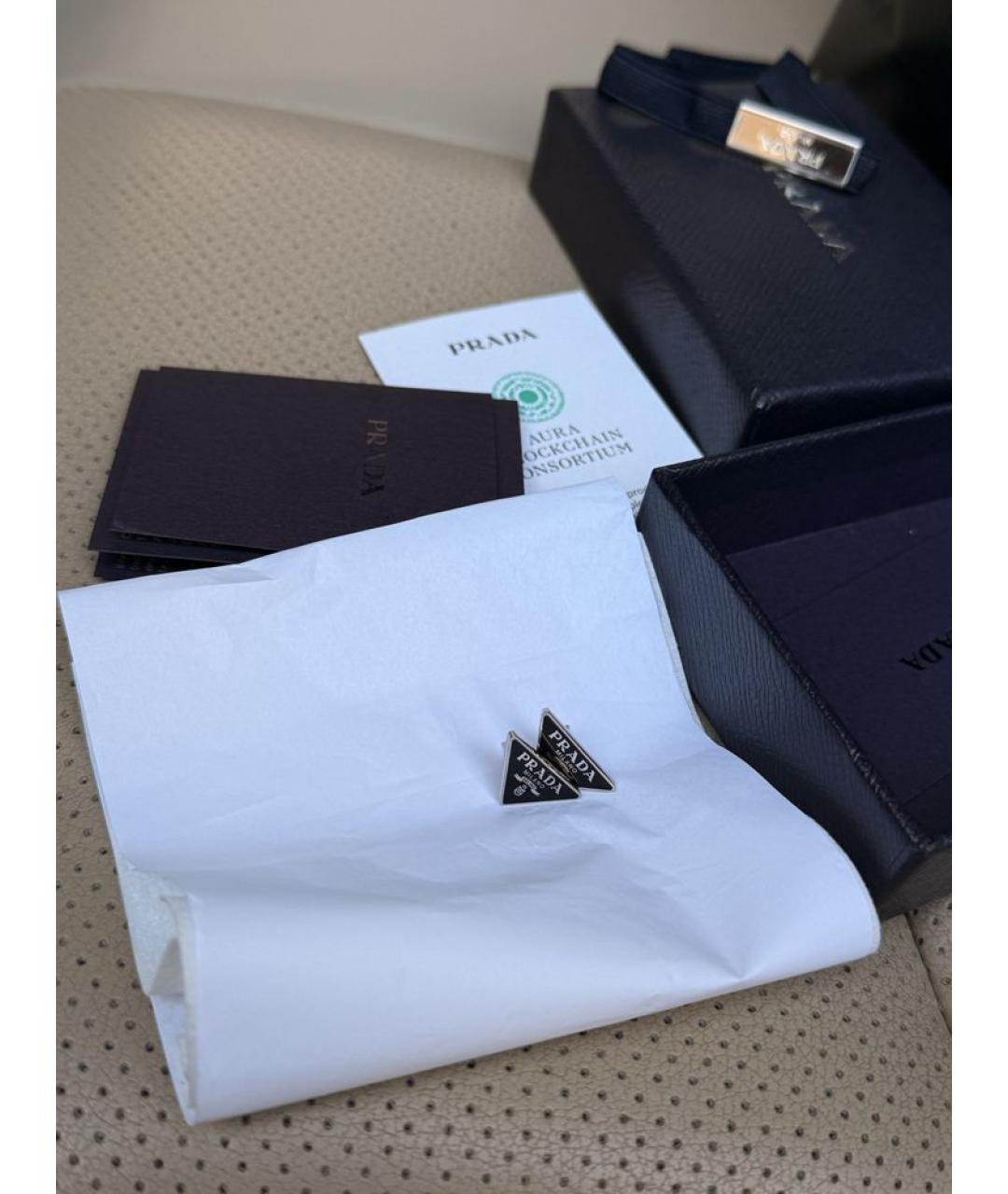 PRADA Черные серебряные серьги, фото 6