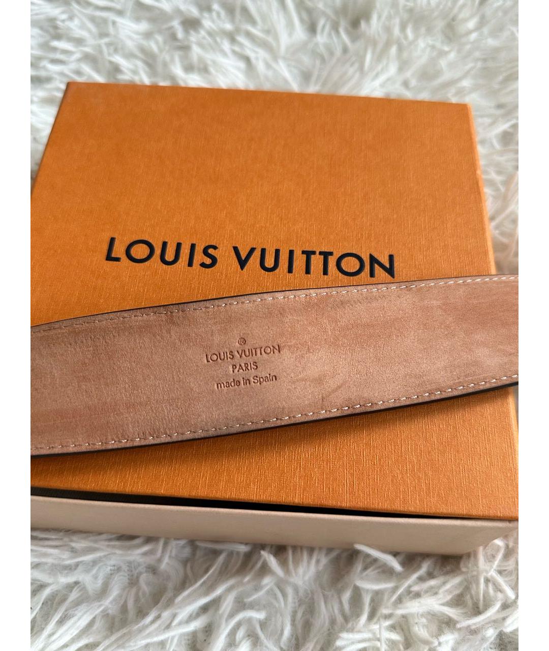 LOUIS VUITTON Коричневый кожаный ремень, фото 3