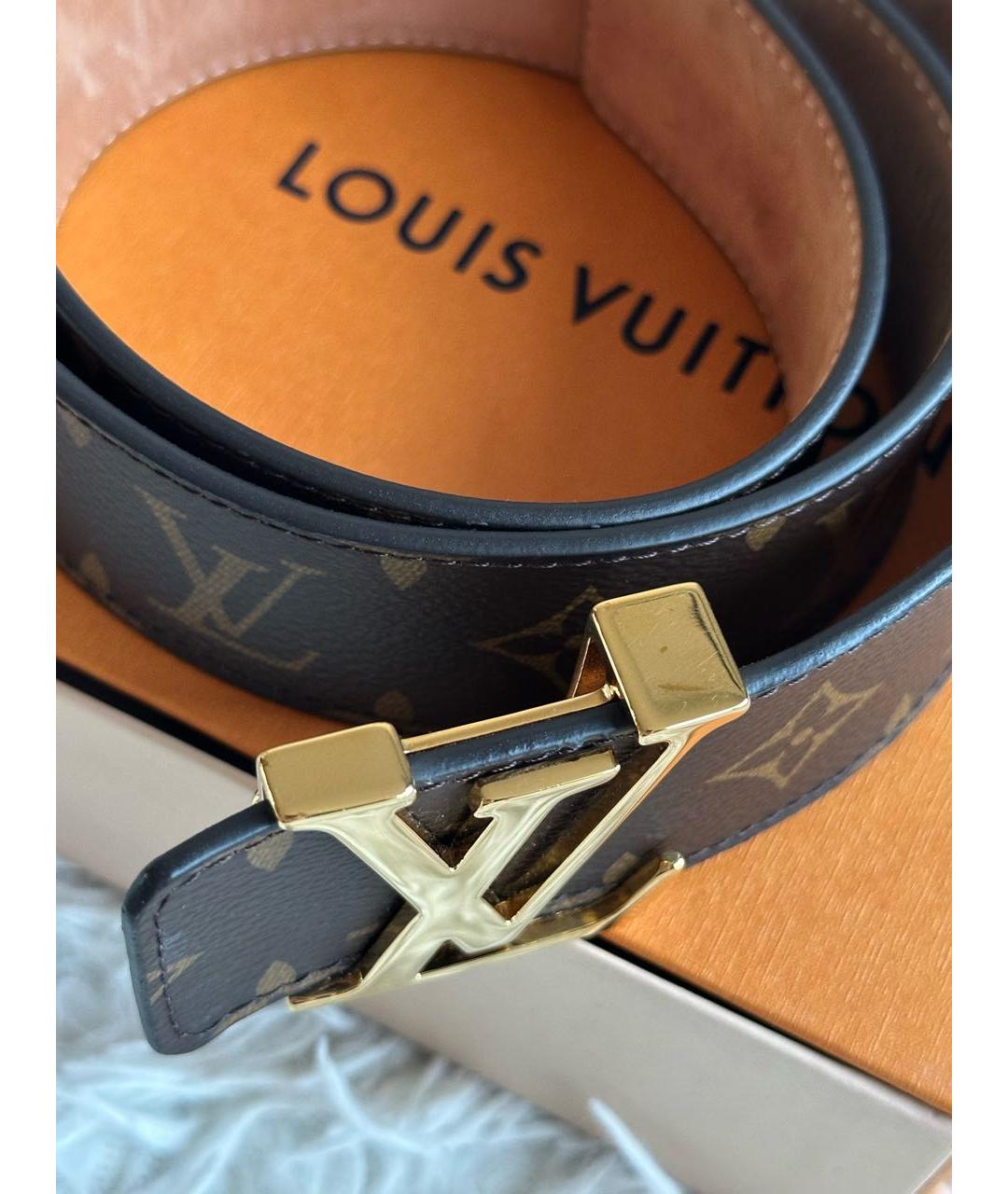 LOUIS VUITTON Коричневый кожаный ремень, фото 5