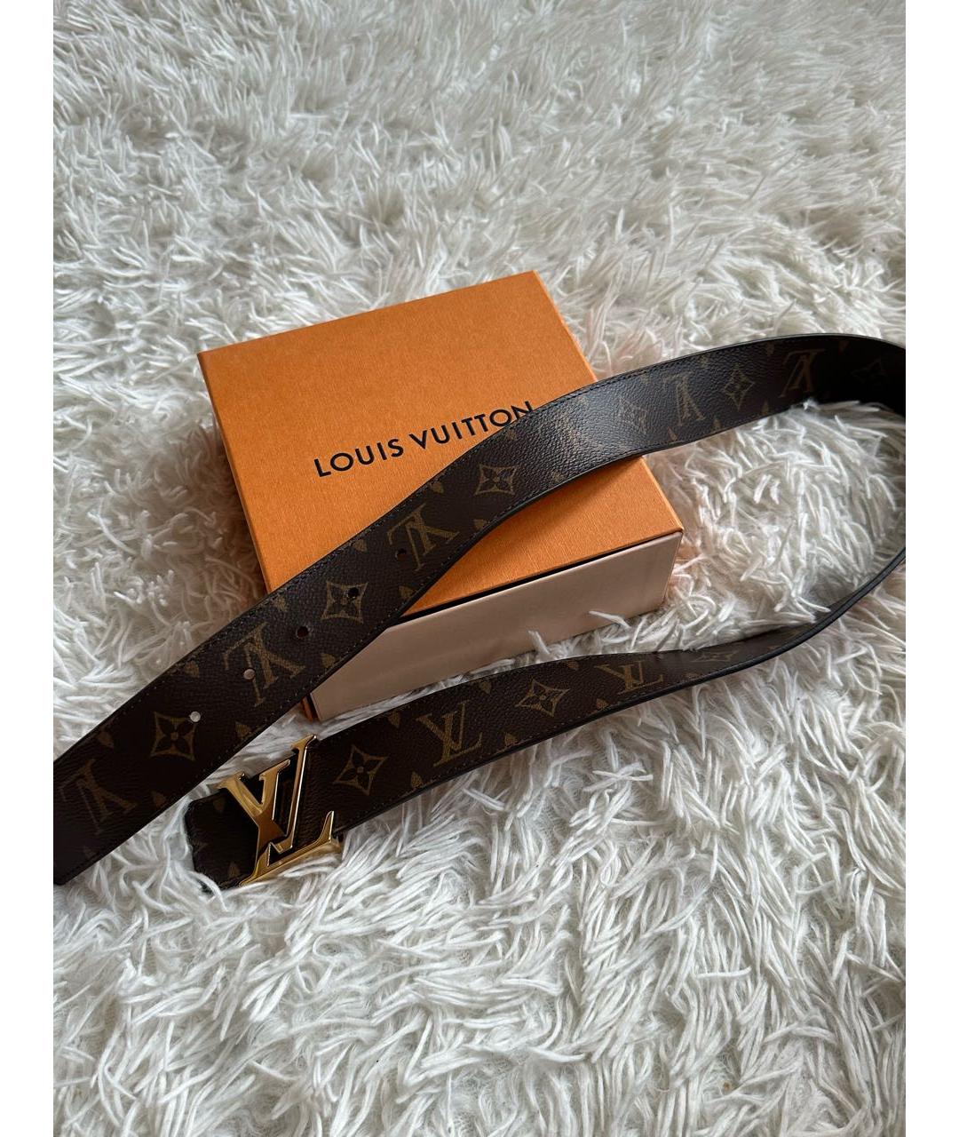 LOUIS VUITTON Коричневый кожаный ремень, фото 8