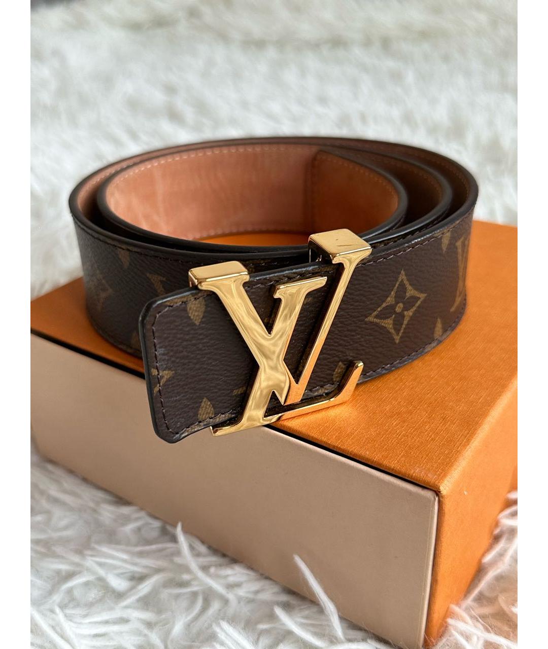 LOUIS VUITTON Коричневый кожаный ремень, фото 9