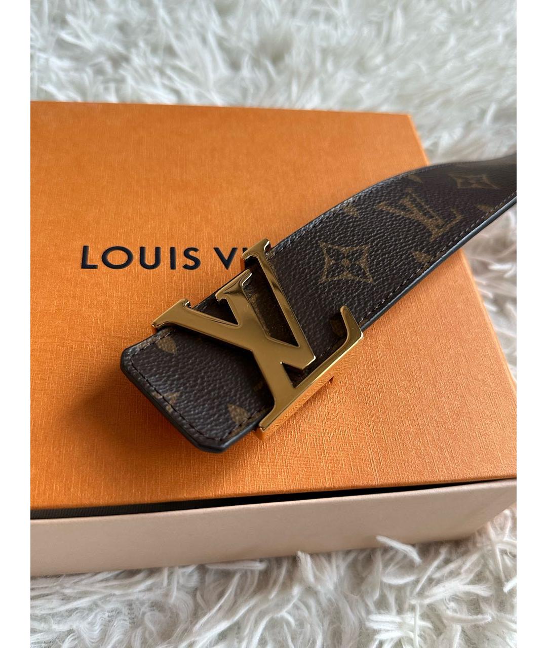 LOUIS VUITTON Коричневый кожаный ремень, фото 7