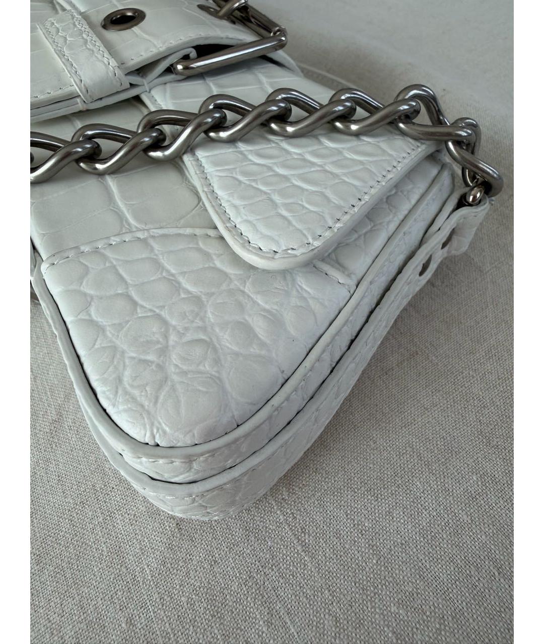 BALENCIAGA Белая кожаная сумка через плечо, фото 7