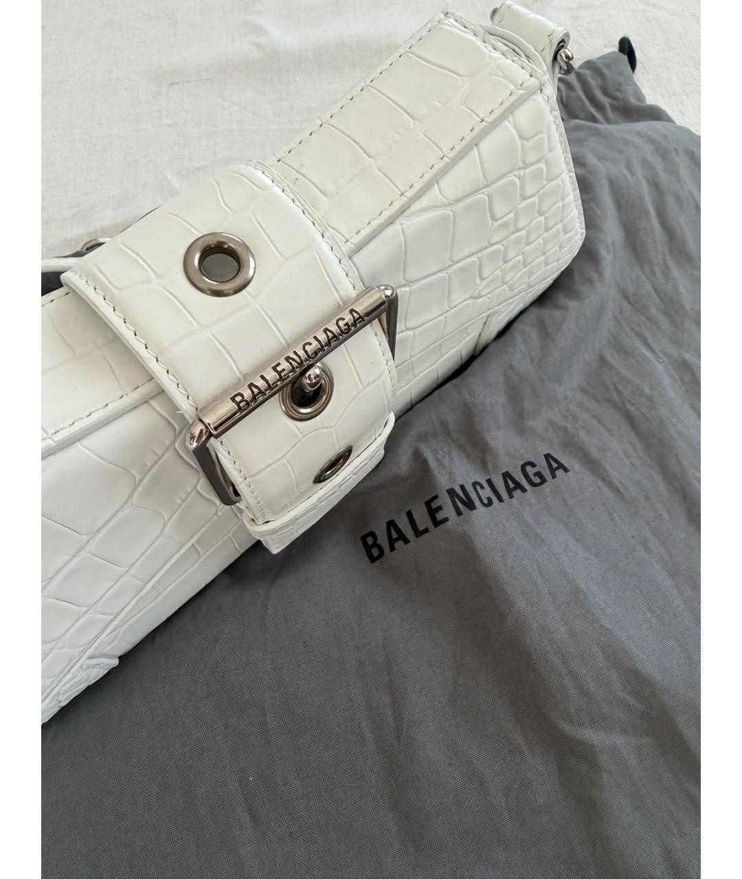 BALENCIAGA Белая кожаная сумка через плечо, фото 8