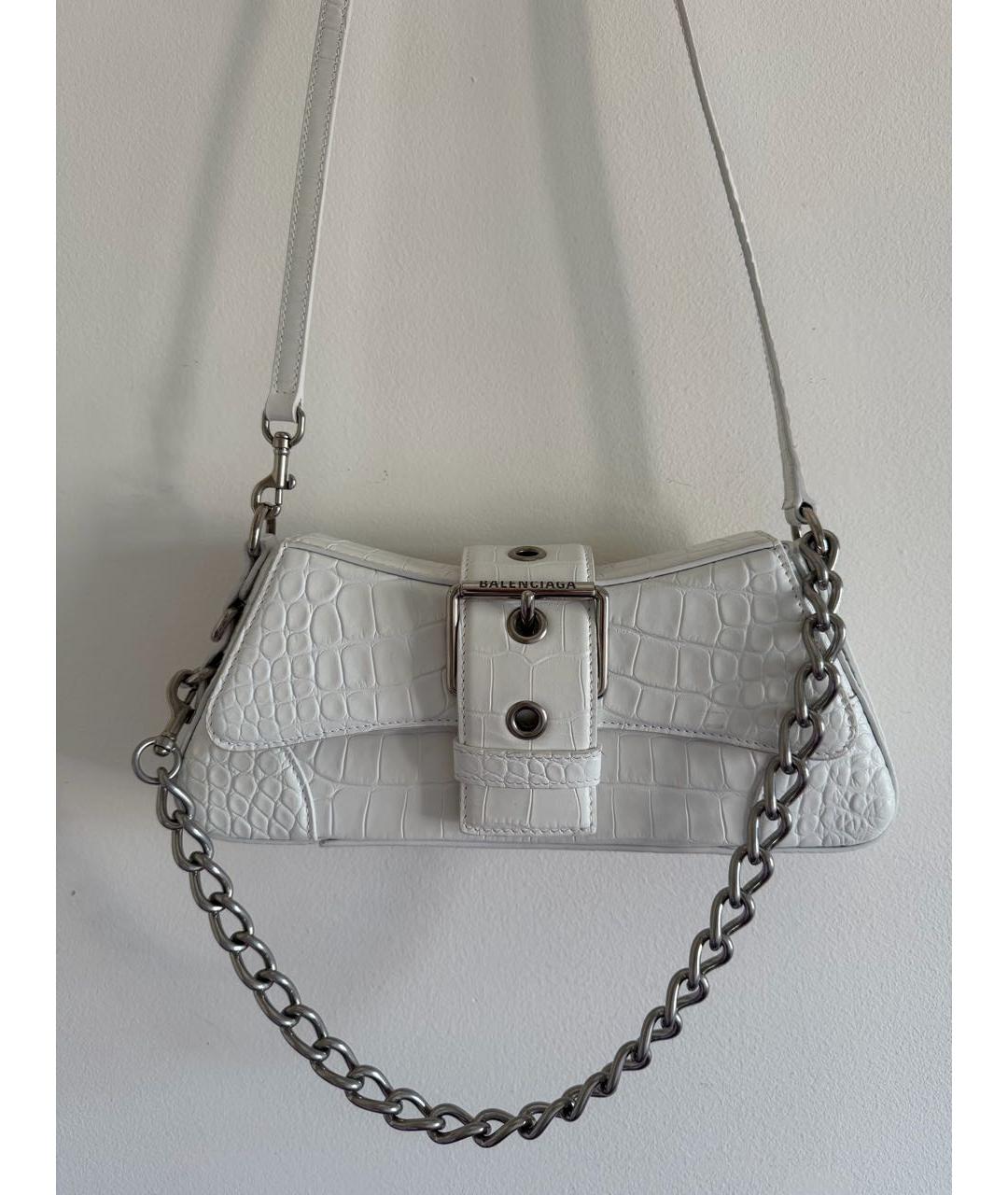 BALENCIAGA Белая кожаная сумка через плечо, фото 9