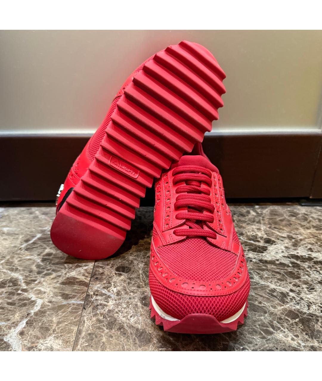 PHILIPP PLEIN Красные кожаные кроссовки, фото 5
