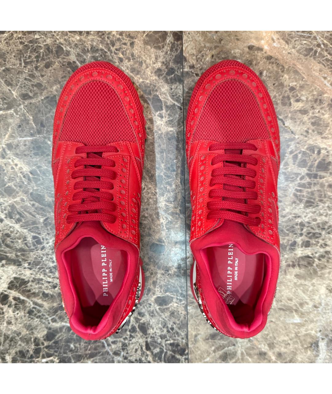 PHILIPP PLEIN Красные кожаные кроссовки, фото 3
