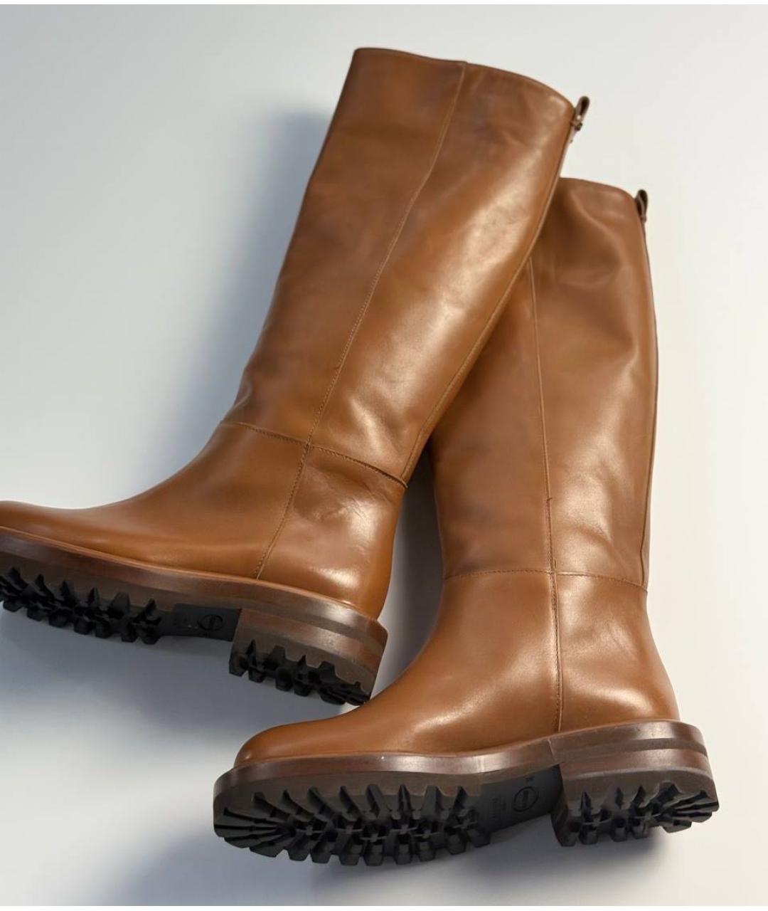 MAX MARA Коричневые кожаные сапоги, фото 8