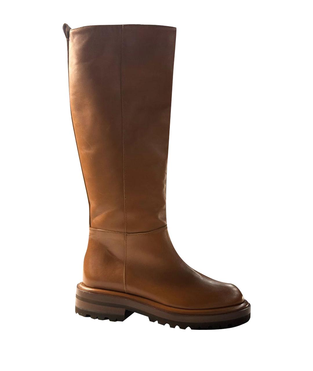 MAX MARA Коричневые кожаные сапоги, фото 1