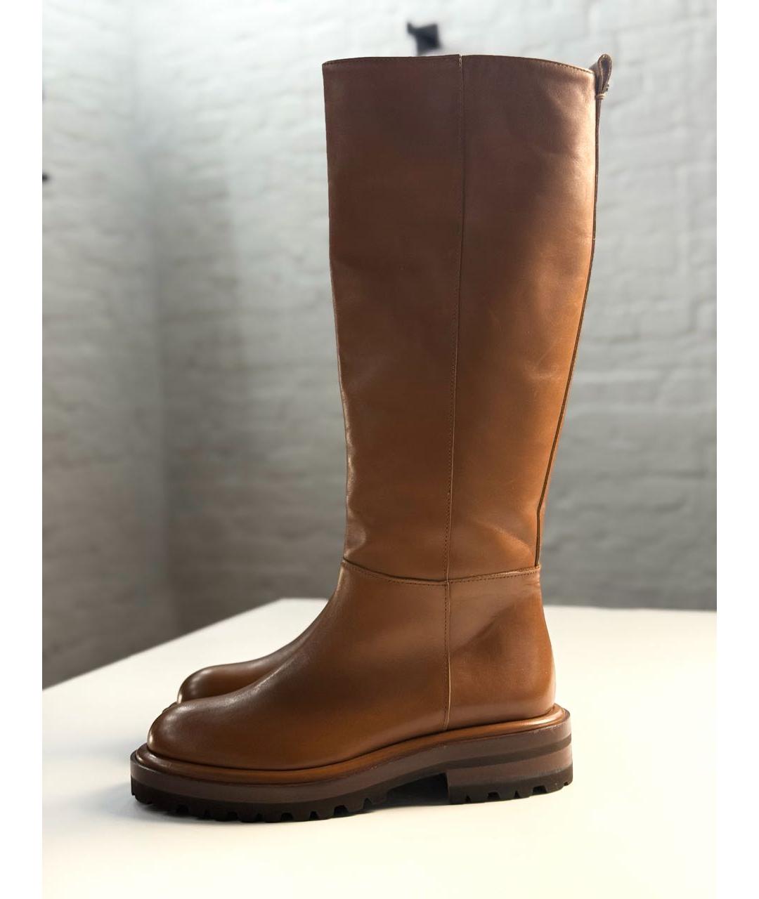 MAX MARA Коричневые кожаные сапоги, фото 9