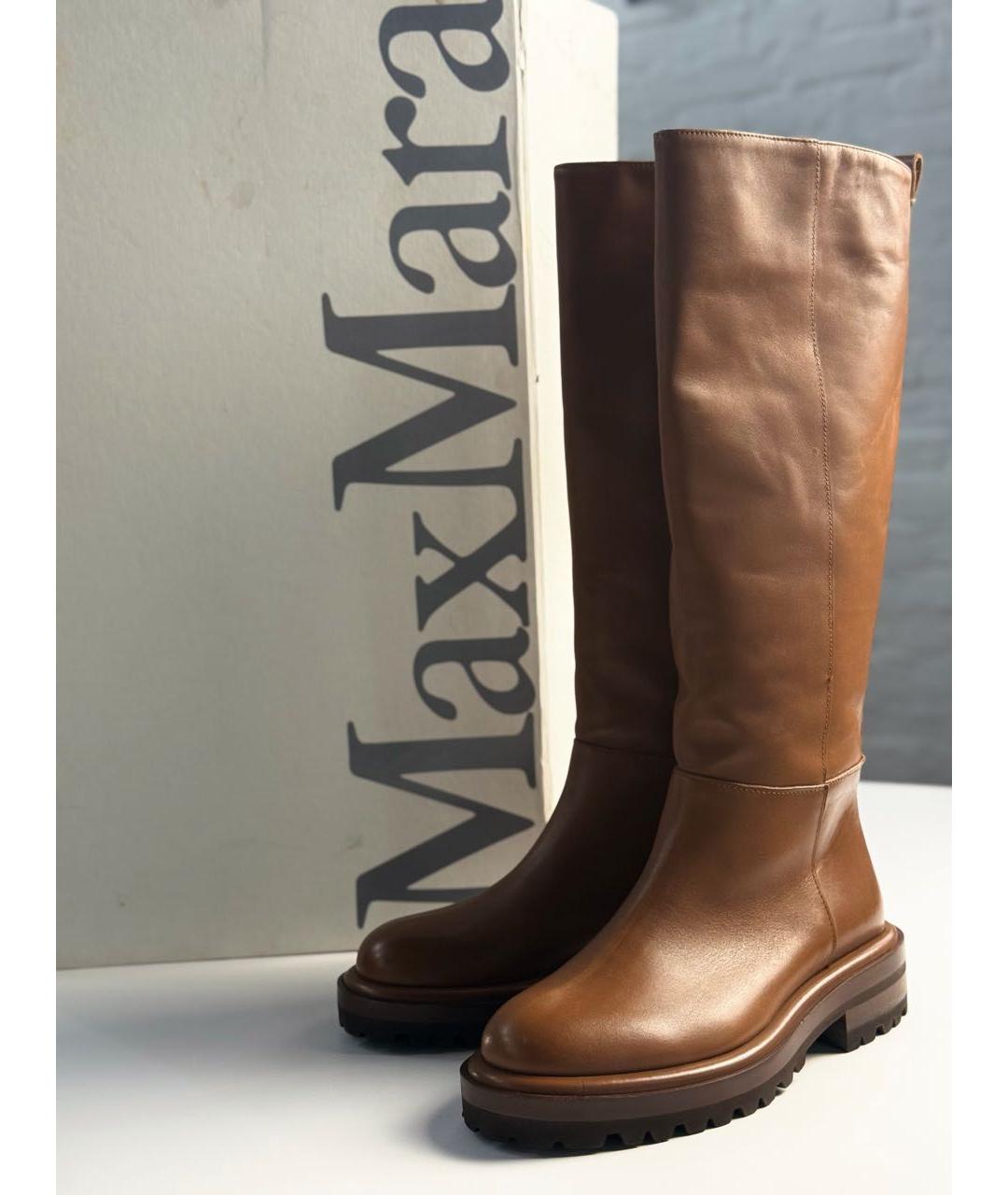 MAX MARA Коричневые кожаные сапоги, фото 2