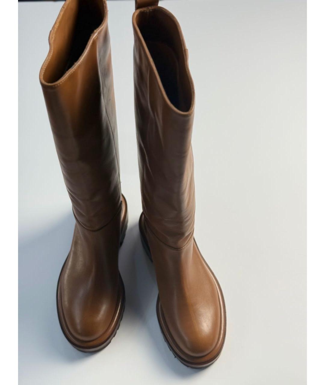 MAX MARA Коричневые кожаные сапоги, фото 5