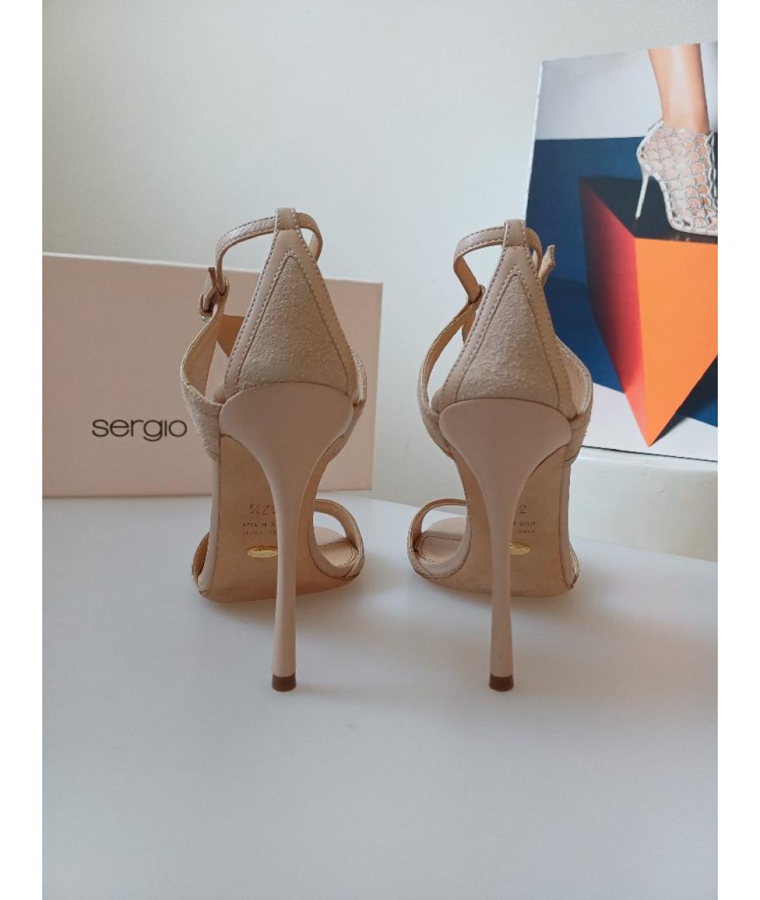 SERGIO ROSSI Бежевые кожаные босоножки, фото 7
