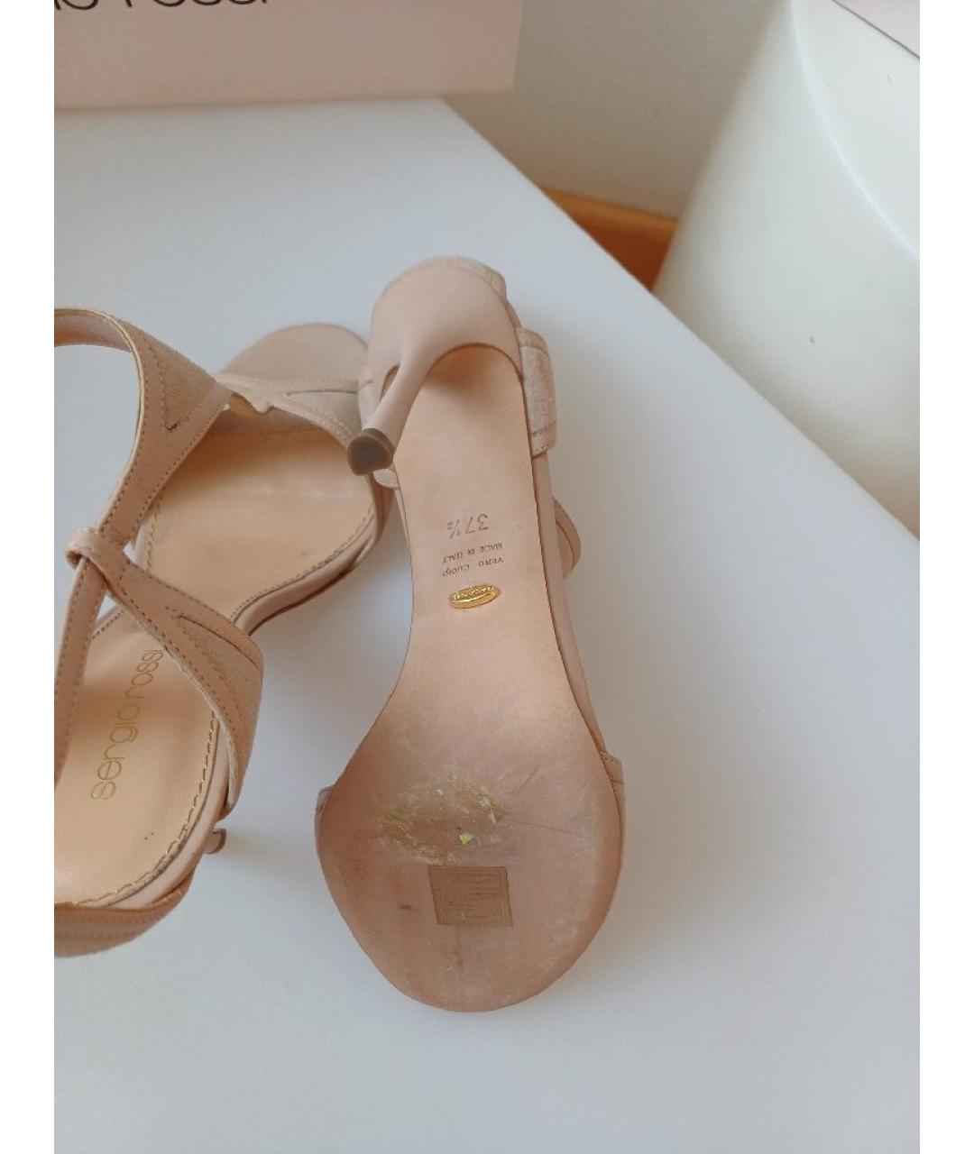 SERGIO ROSSI Бежевые кожаные босоножки, фото 8