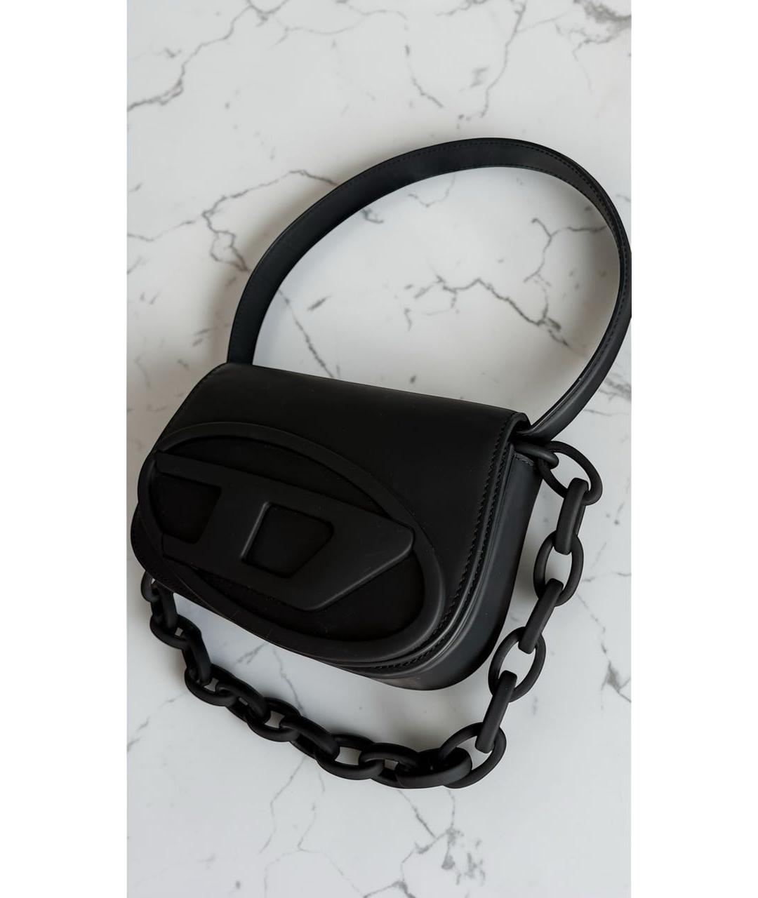 DIESEL Черная кожаная сумка с короткими ручками, фото 2