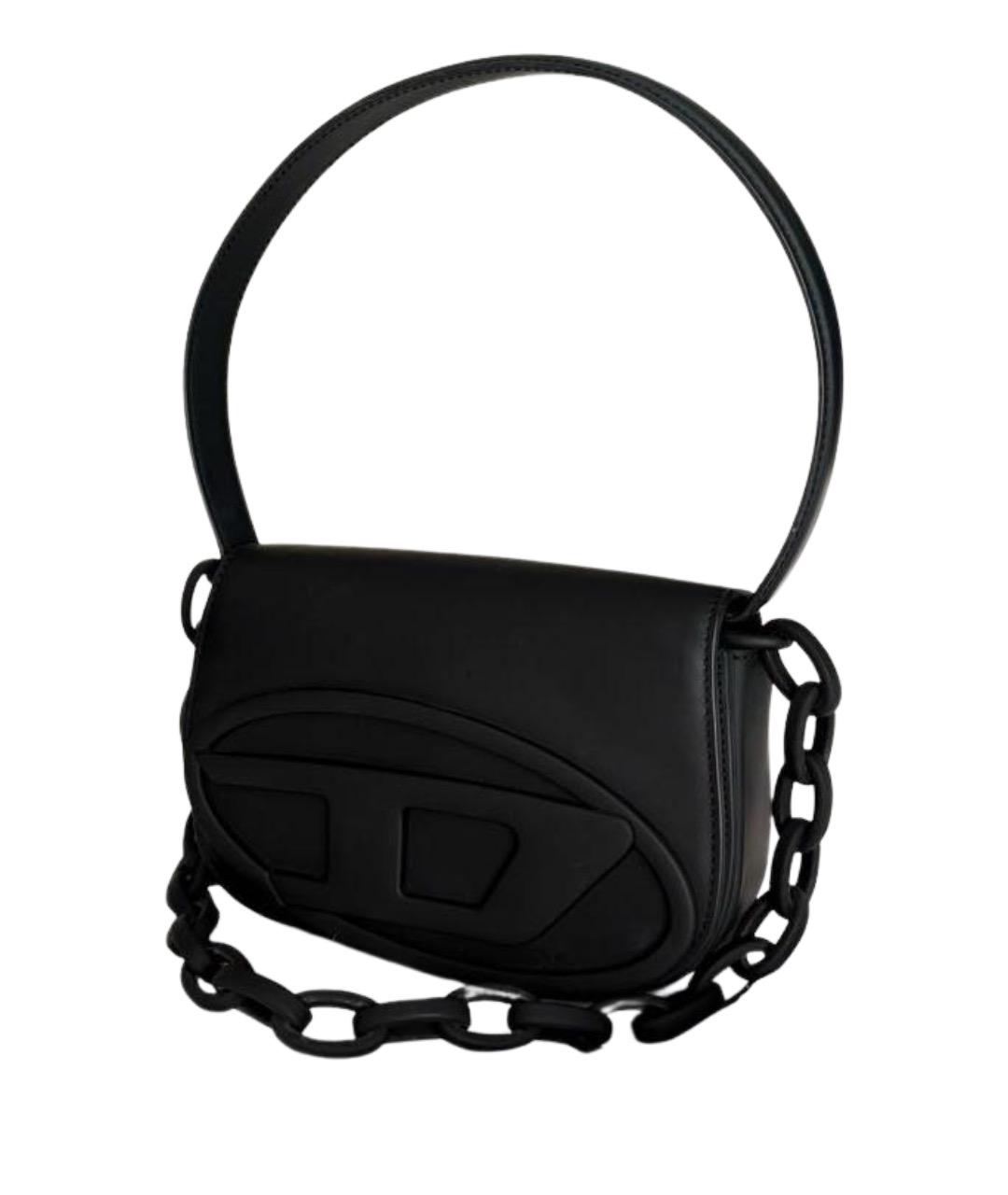 DIESEL Черная кожаная сумка с короткими ручками, фото 1