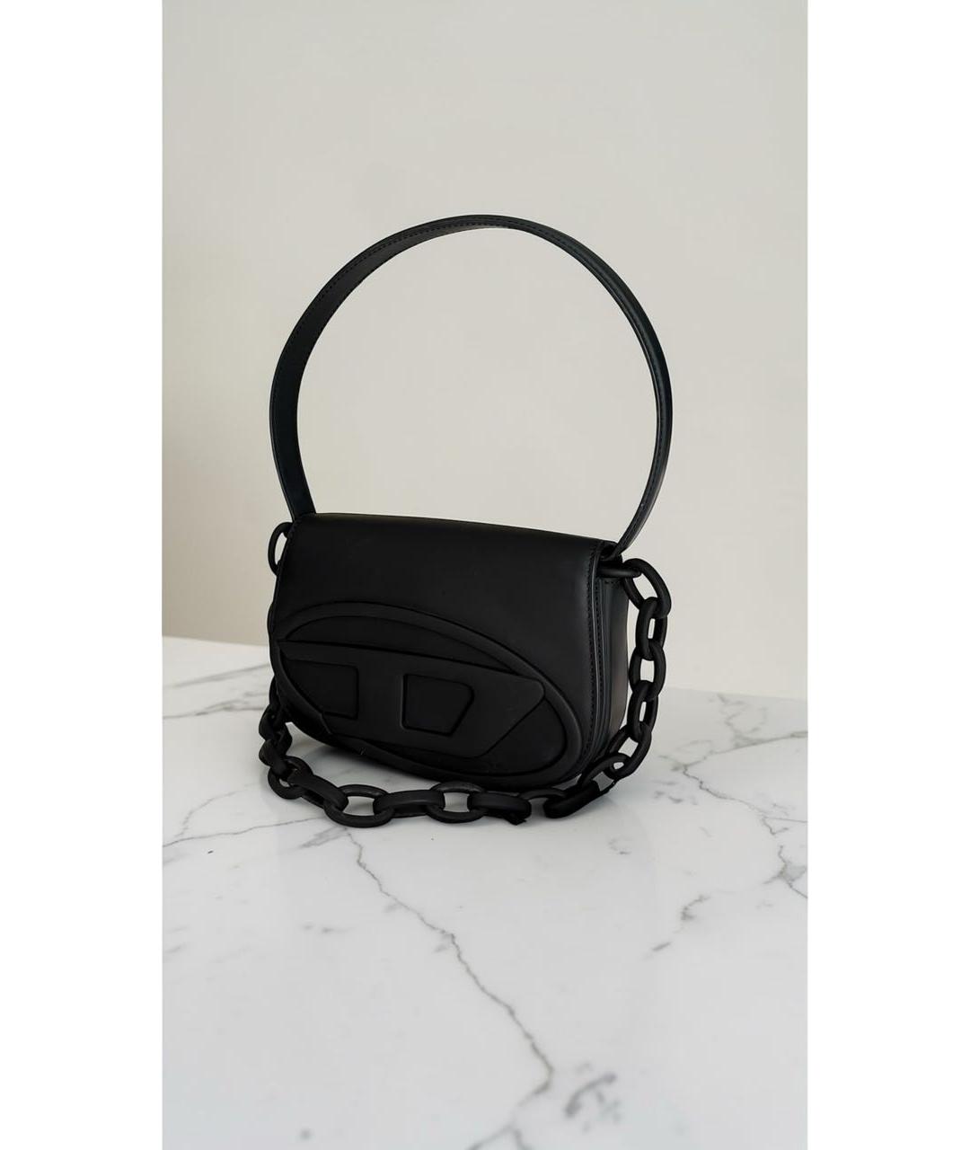 DIESEL Черная кожаная сумка с короткими ручками, фото 5