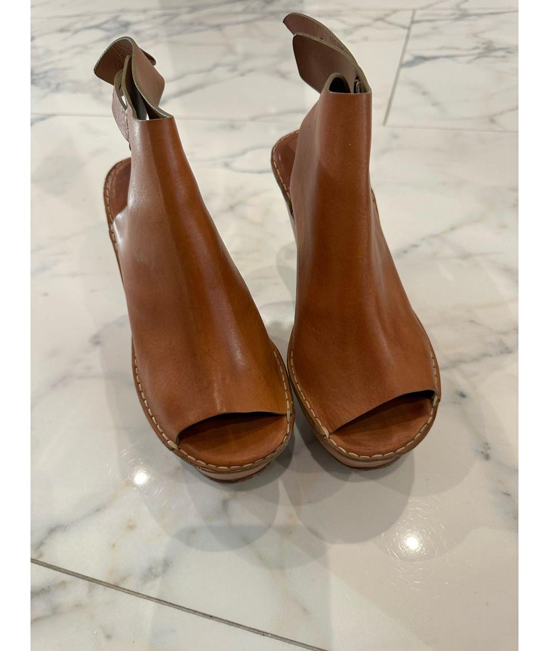 CHLOE Коричневые кожаные сабо, фото 2