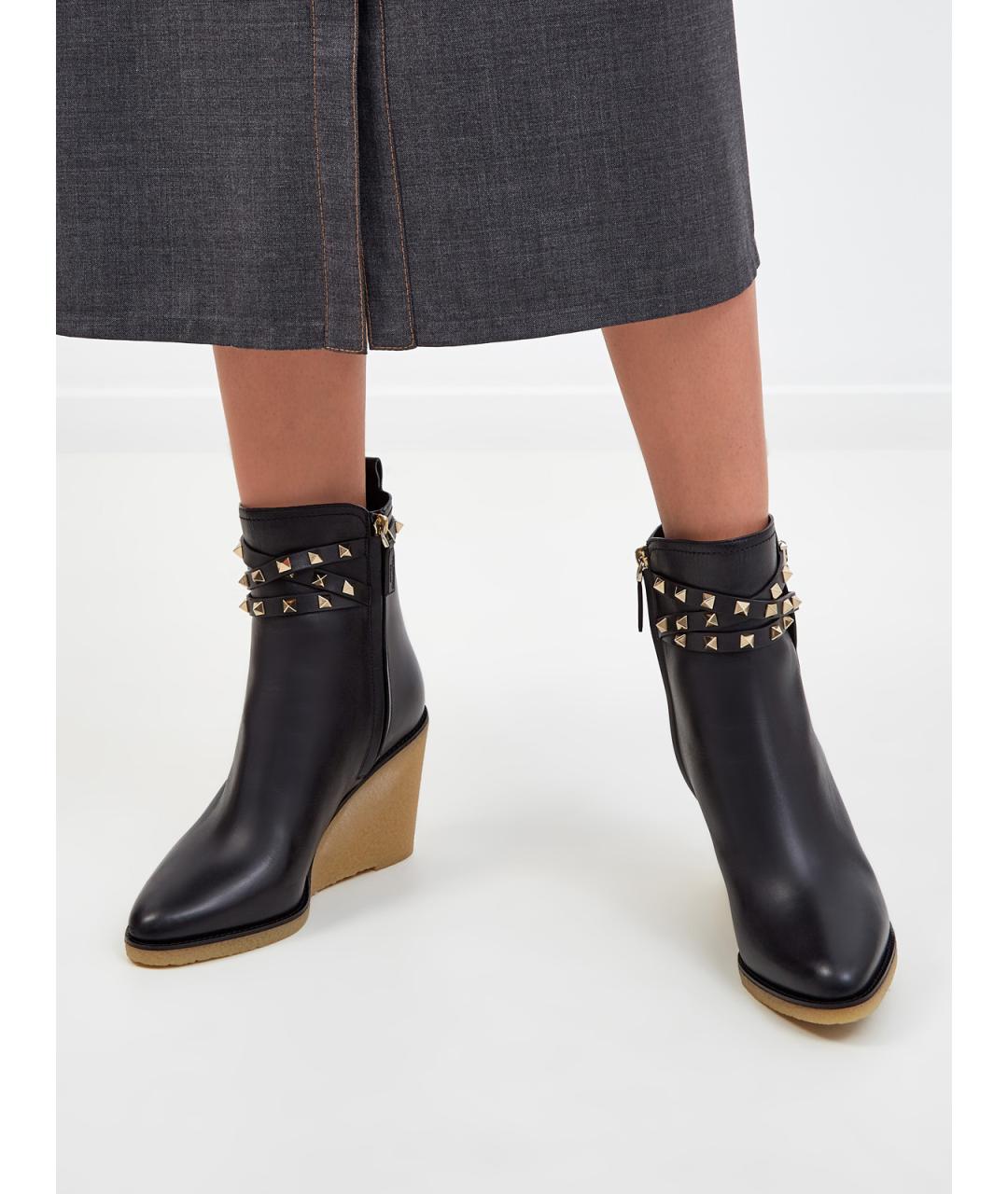 VALENTINO Черные кожаные ботильоны, фото 2