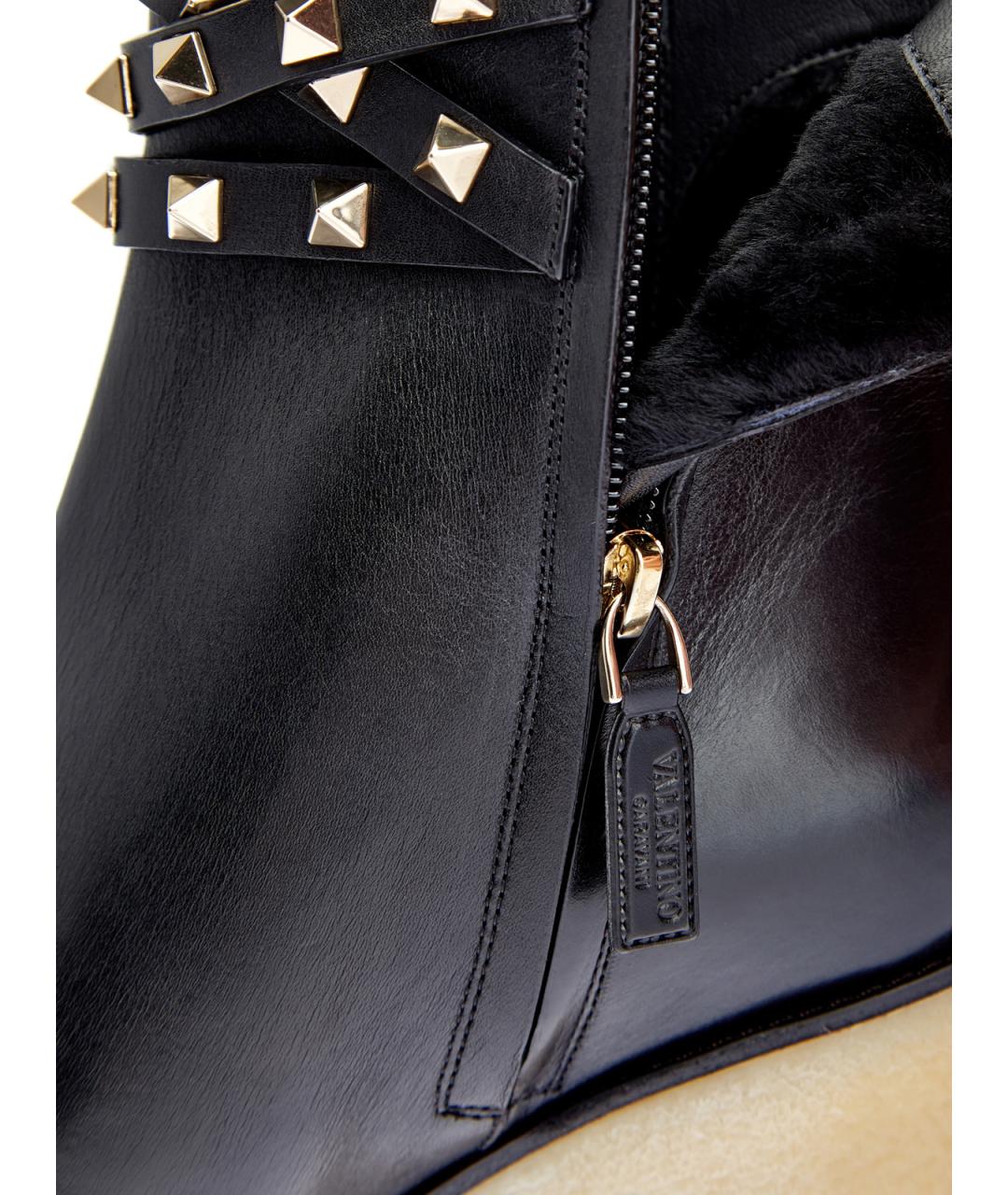 VALENTINO Черные кожаные ботильоны, фото 6