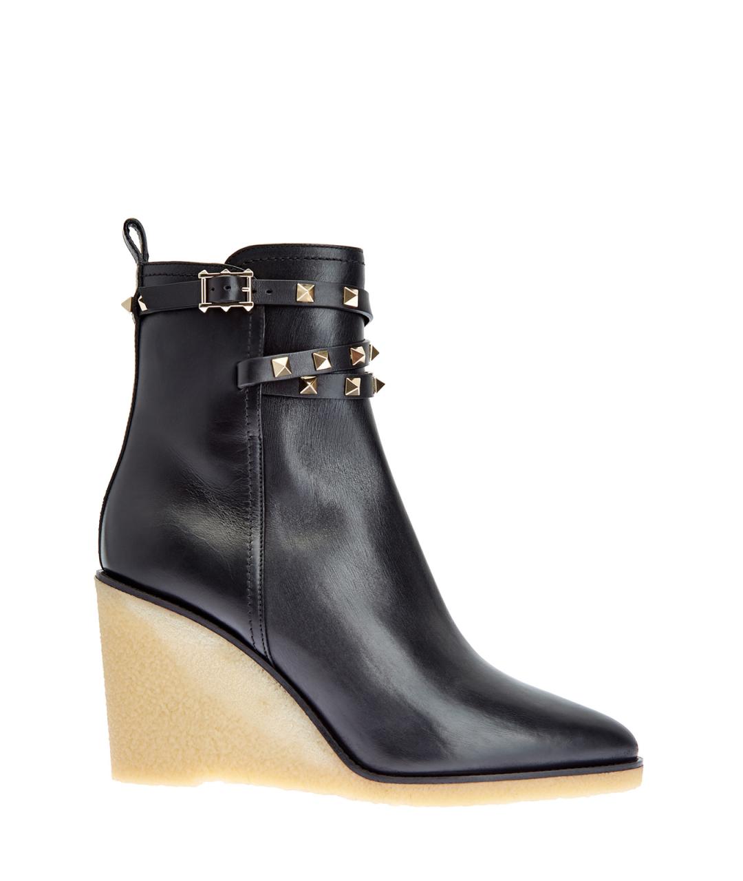 VALENTINO Черные кожаные ботильоны, фото 1