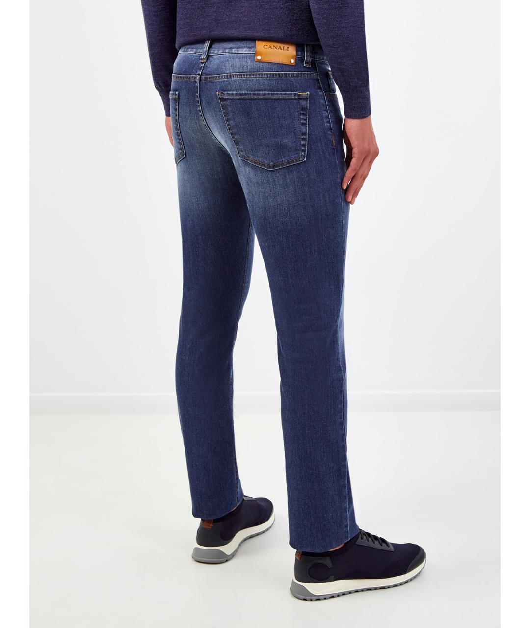 CANALI Синие хлопковые прямые джинсы, фото 4