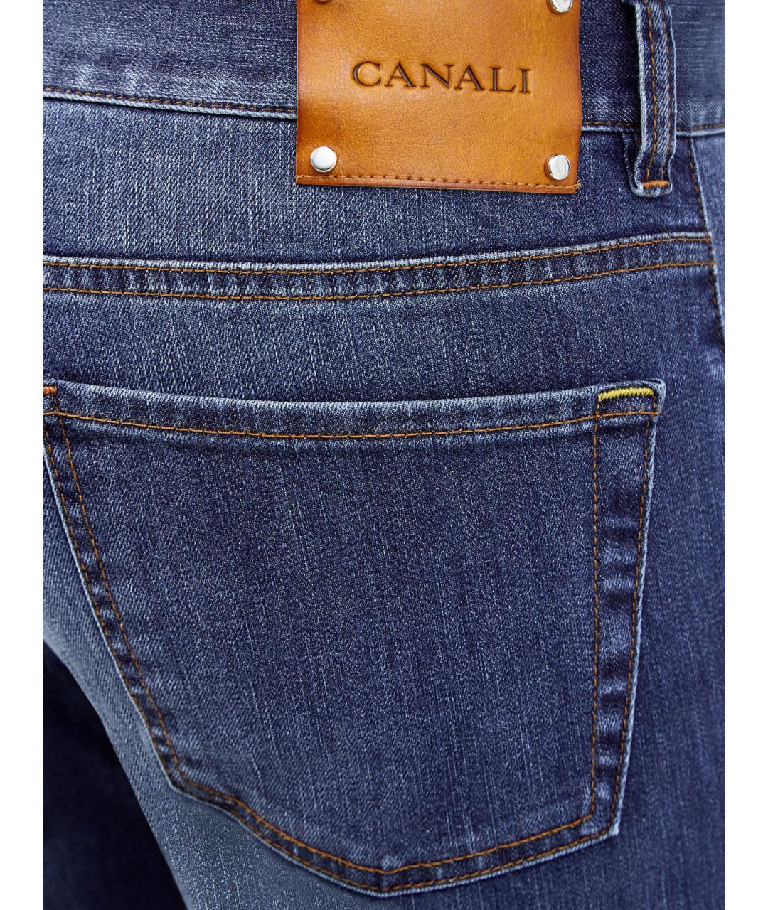 CANALI Синие хлопковые прямые джинсы, фото 5