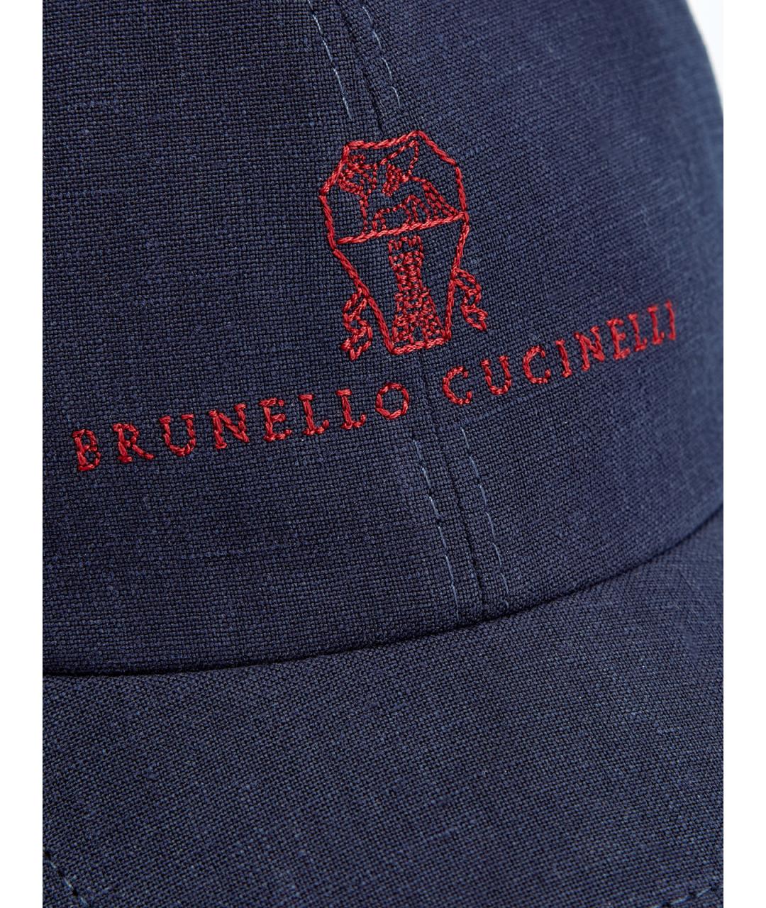 BRUNELLO CUCINELLI Синяя льняная кепка/бейсболка, фото 5