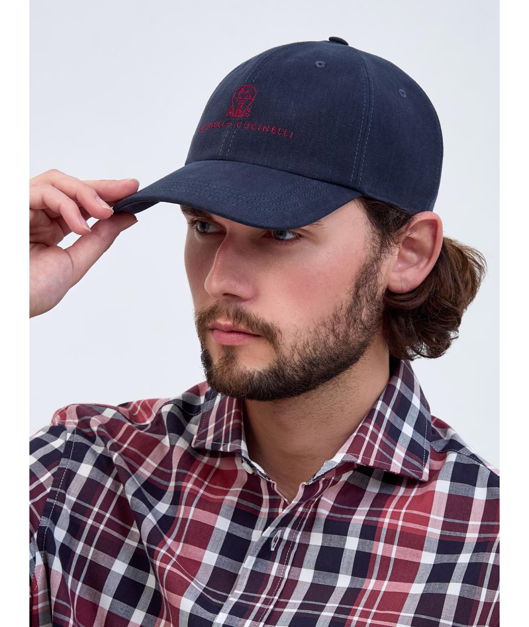 BRUNELLO CUCINELLI Синяя льняная кепка/бейсболка, фото 2