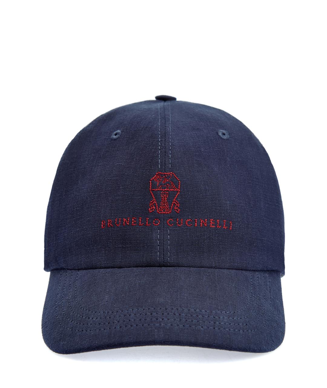 BRUNELLO CUCINELLI Синяя льняная кепка/бейсболка, фото 1