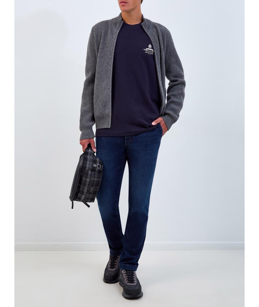 JACOB COHEN Синие хлопковые прямые джинсы, фото 2