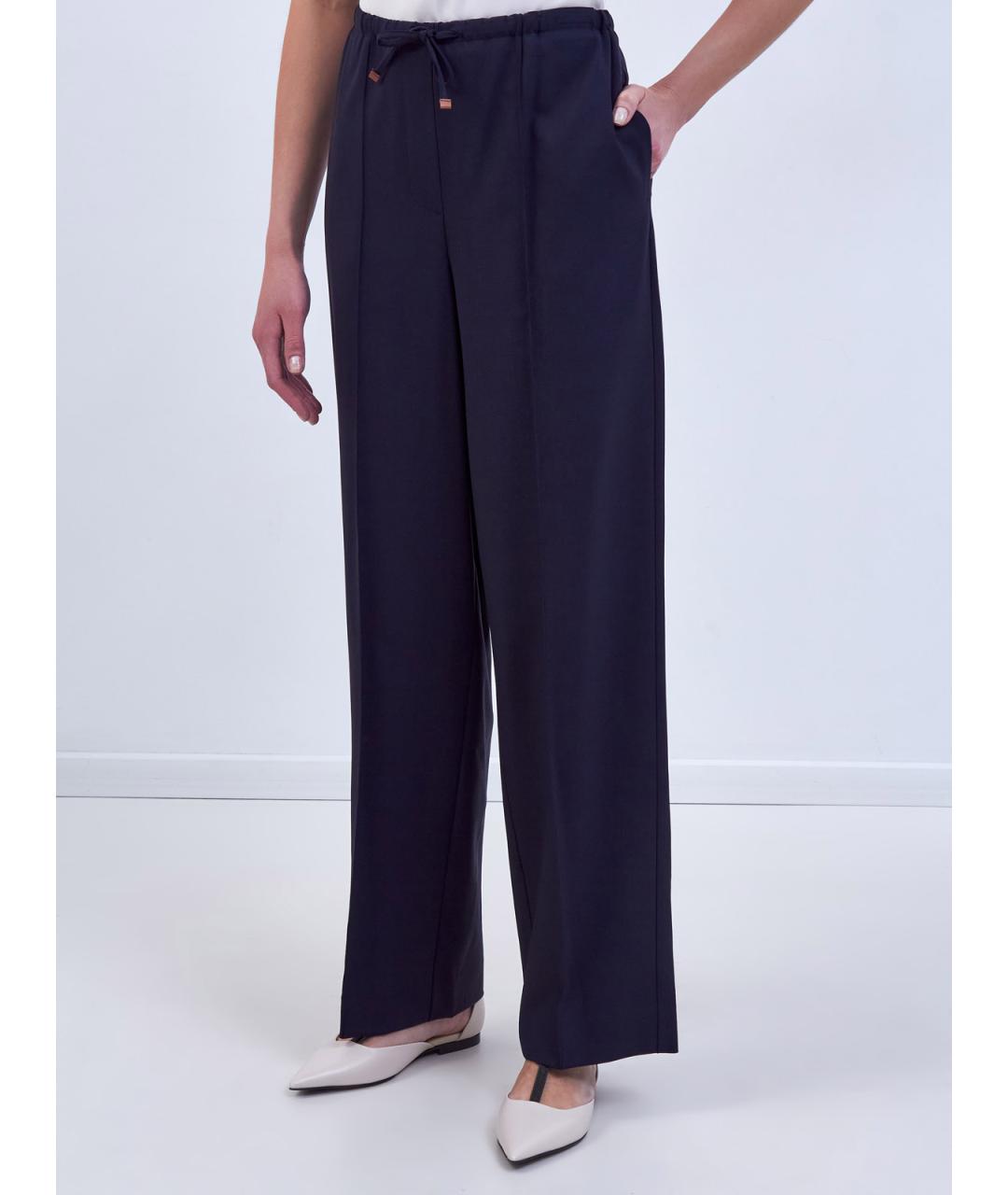 LORENA ANTONIAZZI Синие шерстяные прямые брюки, фото 3