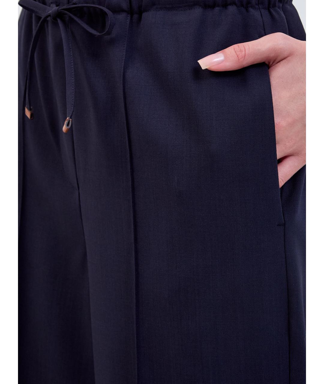 LORENA ANTONIAZZI Синие шерстяные прямые брюки, фото 5