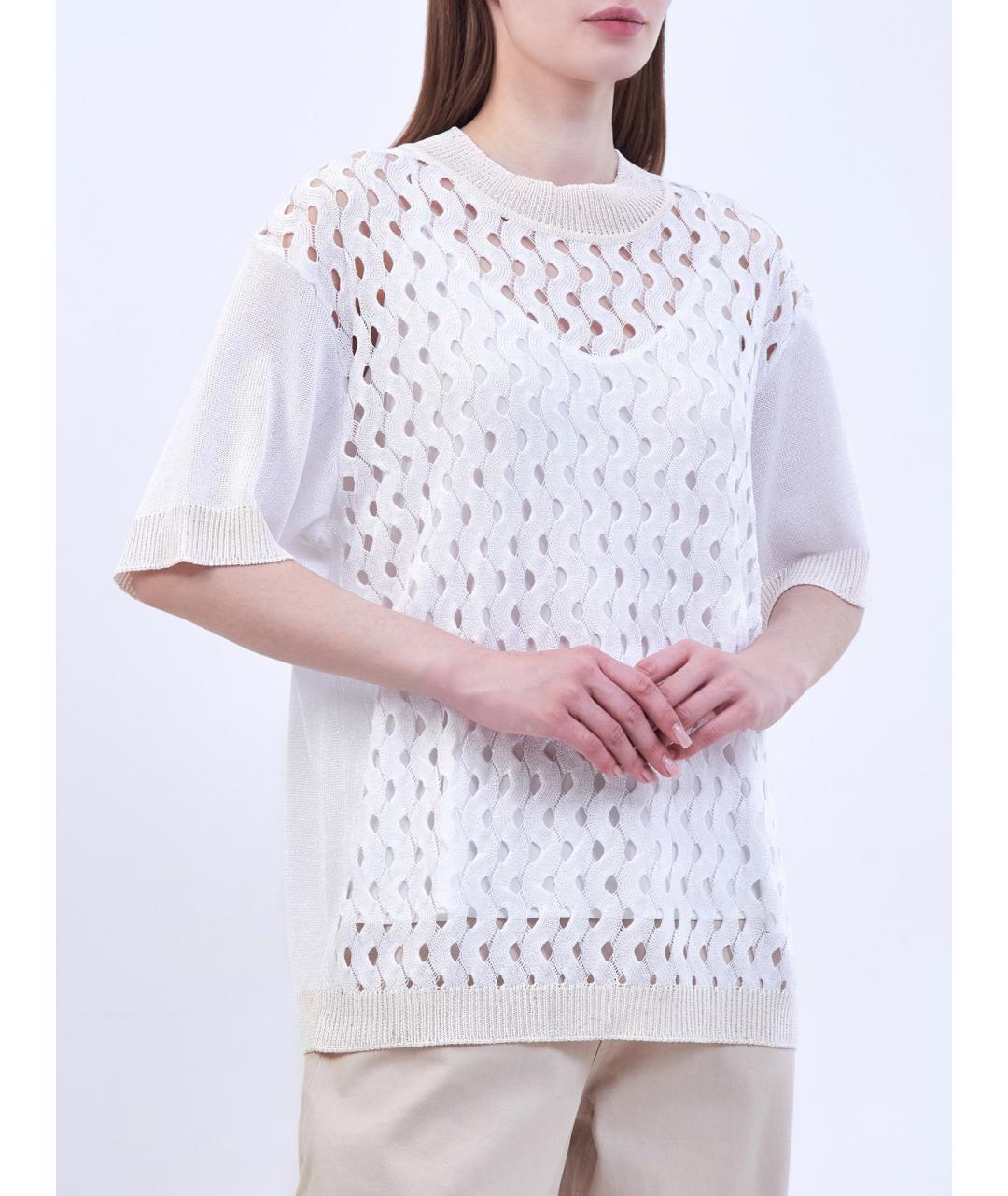 LORENA ANTONIAZZI Белый вискозный джемпер / свитер, фото 3
