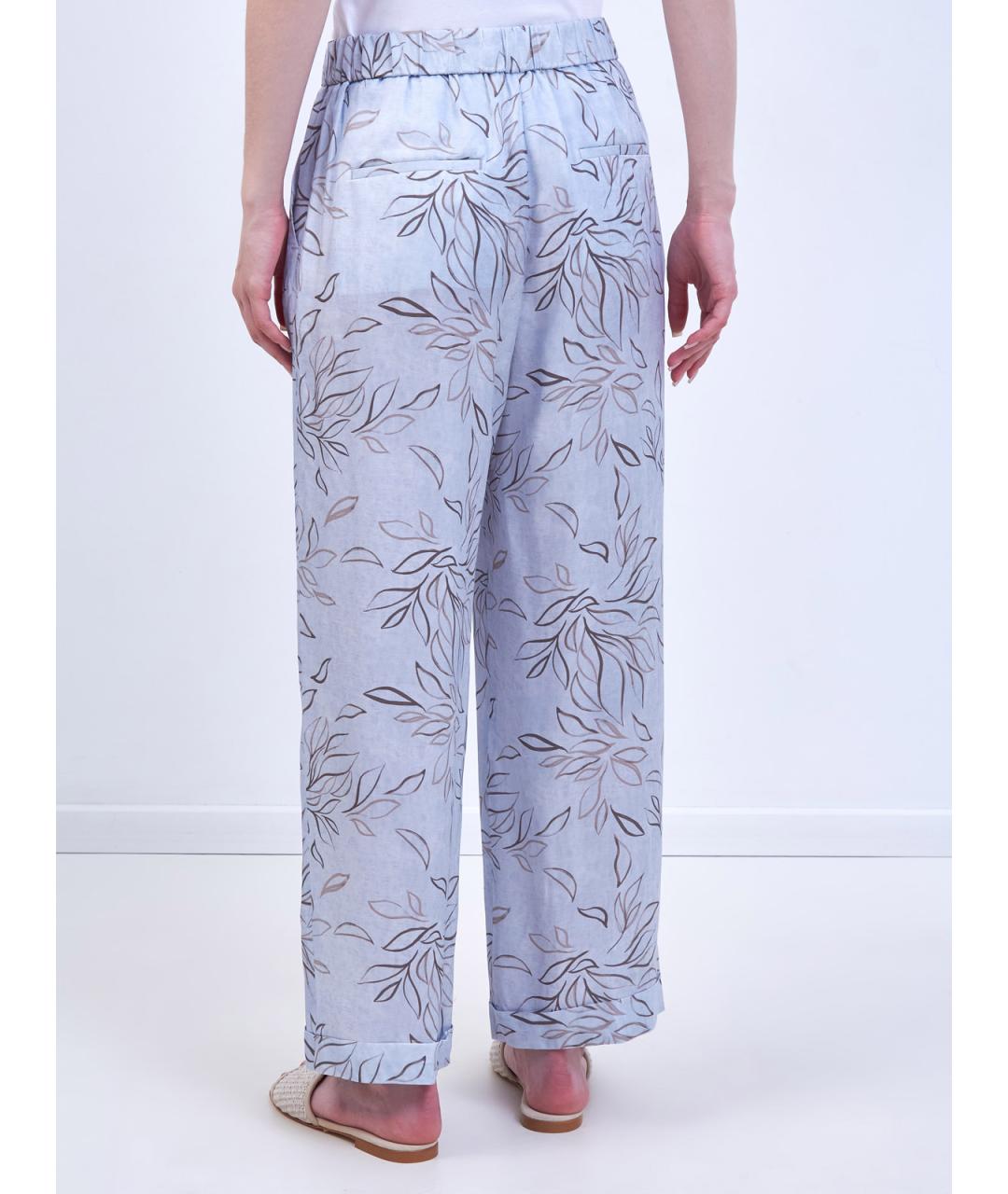 PESERICO Голубые вискозные прямые брюки, фото 4