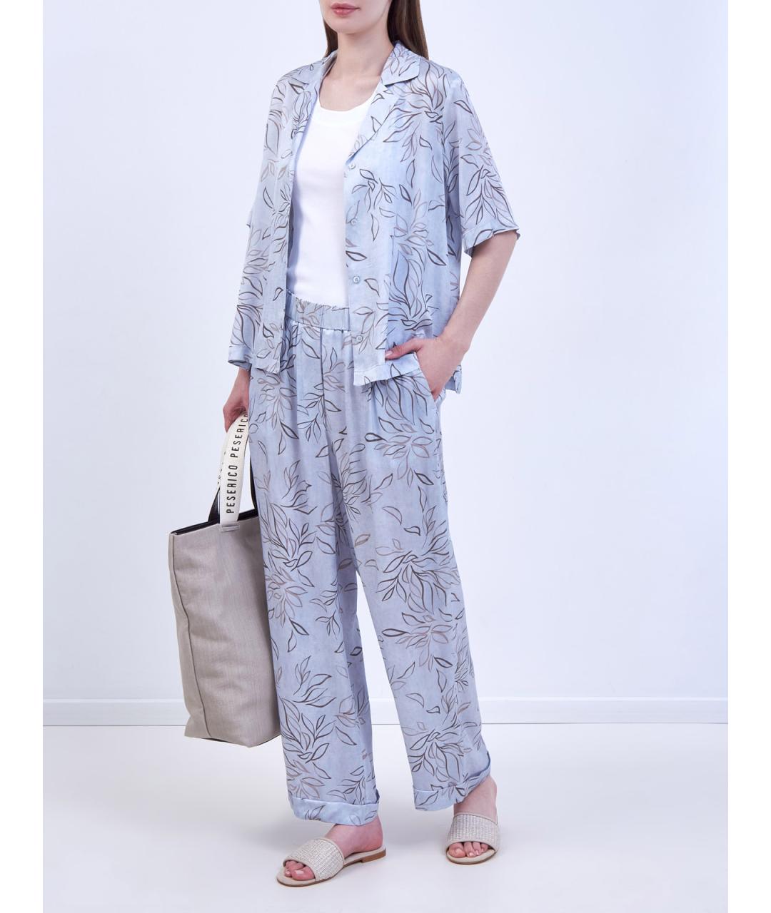 PESERICO Голубые вискозные прямые брюки, фото 2