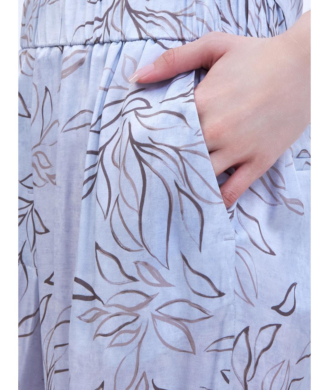 PESERICO Голубые вискозные прямые брюки, фото 5