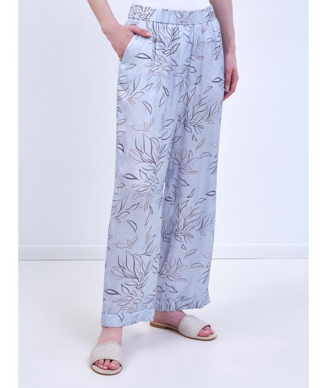 PESERICO Голубые вискозные прямые брюки, фото 3